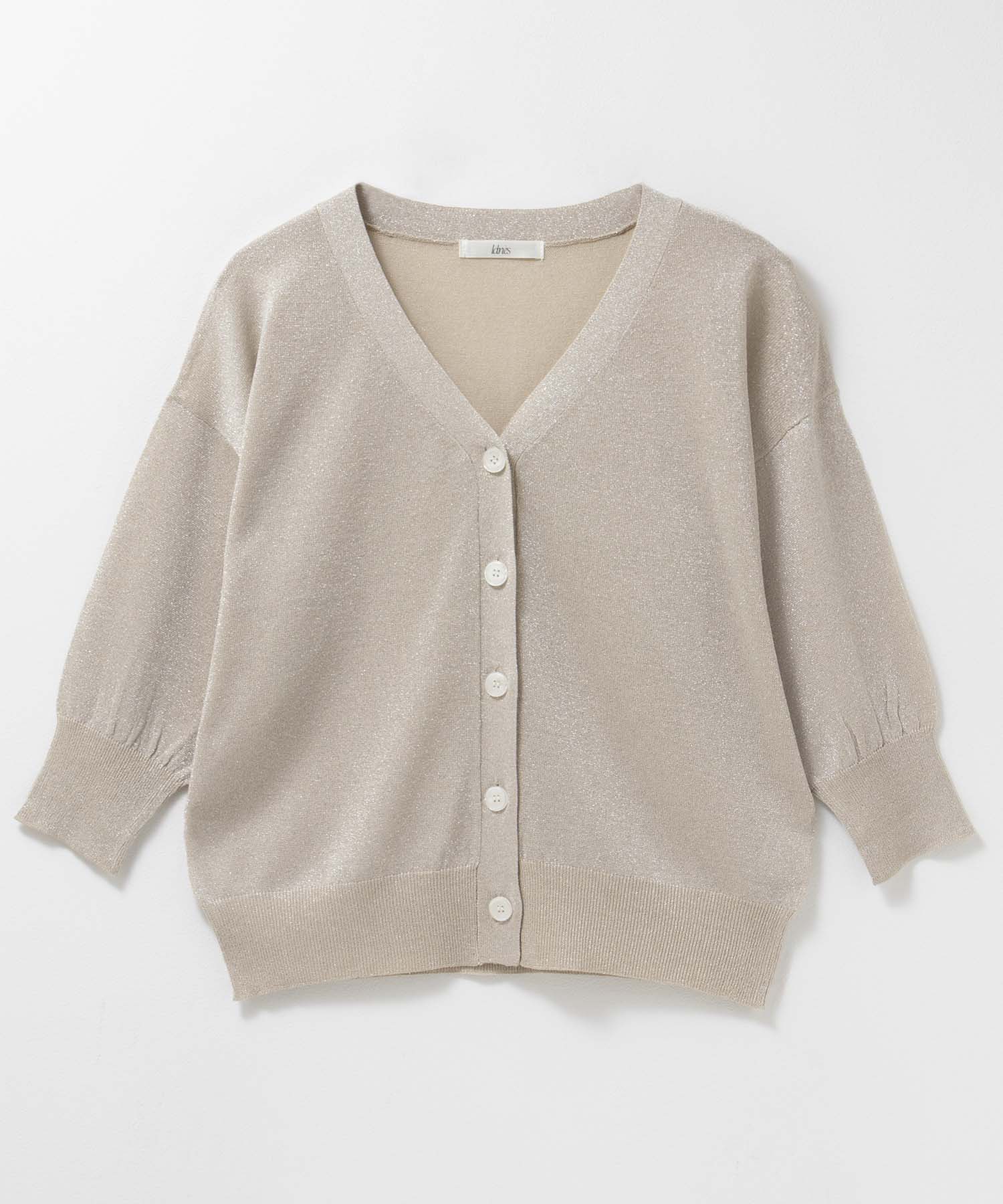 マックハウス Mac-House ラメVネックカーディガン （グレージュ） グレージュ