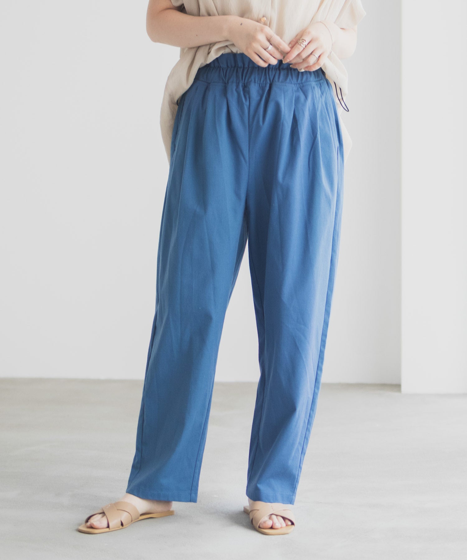 マックハウス Mac-House リネンライクドロストテーパードパンツ （ベージュ） ベージュ