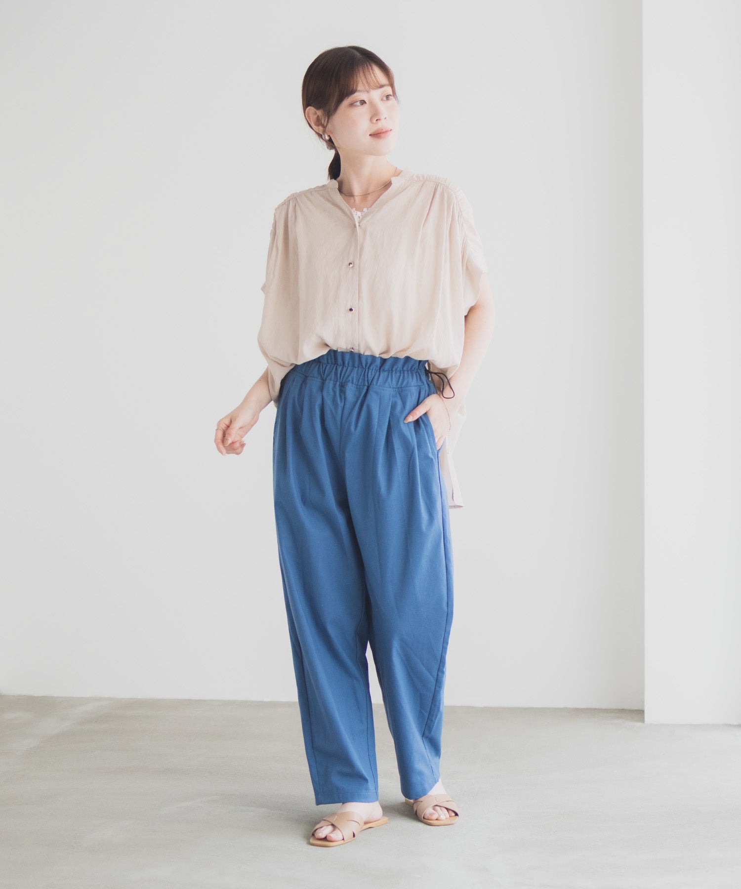 マックハウス Mac-House リネンライクドロストテーパードパンツ （ベージュ） ベージュ