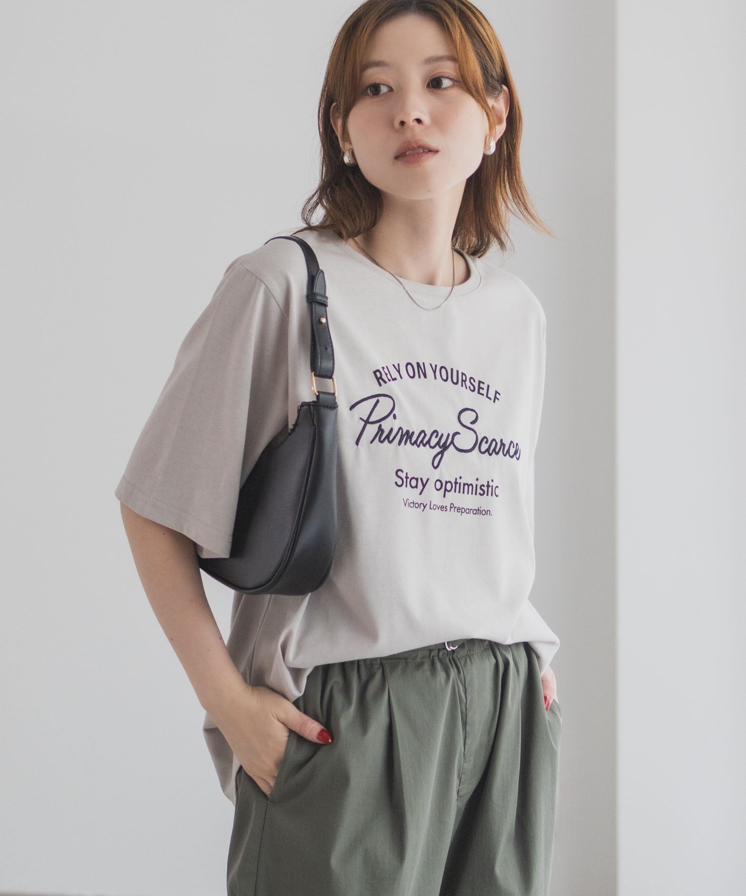 マックハウス Mac-House メッセージ刺繍Tシャツ （ミント） ミント