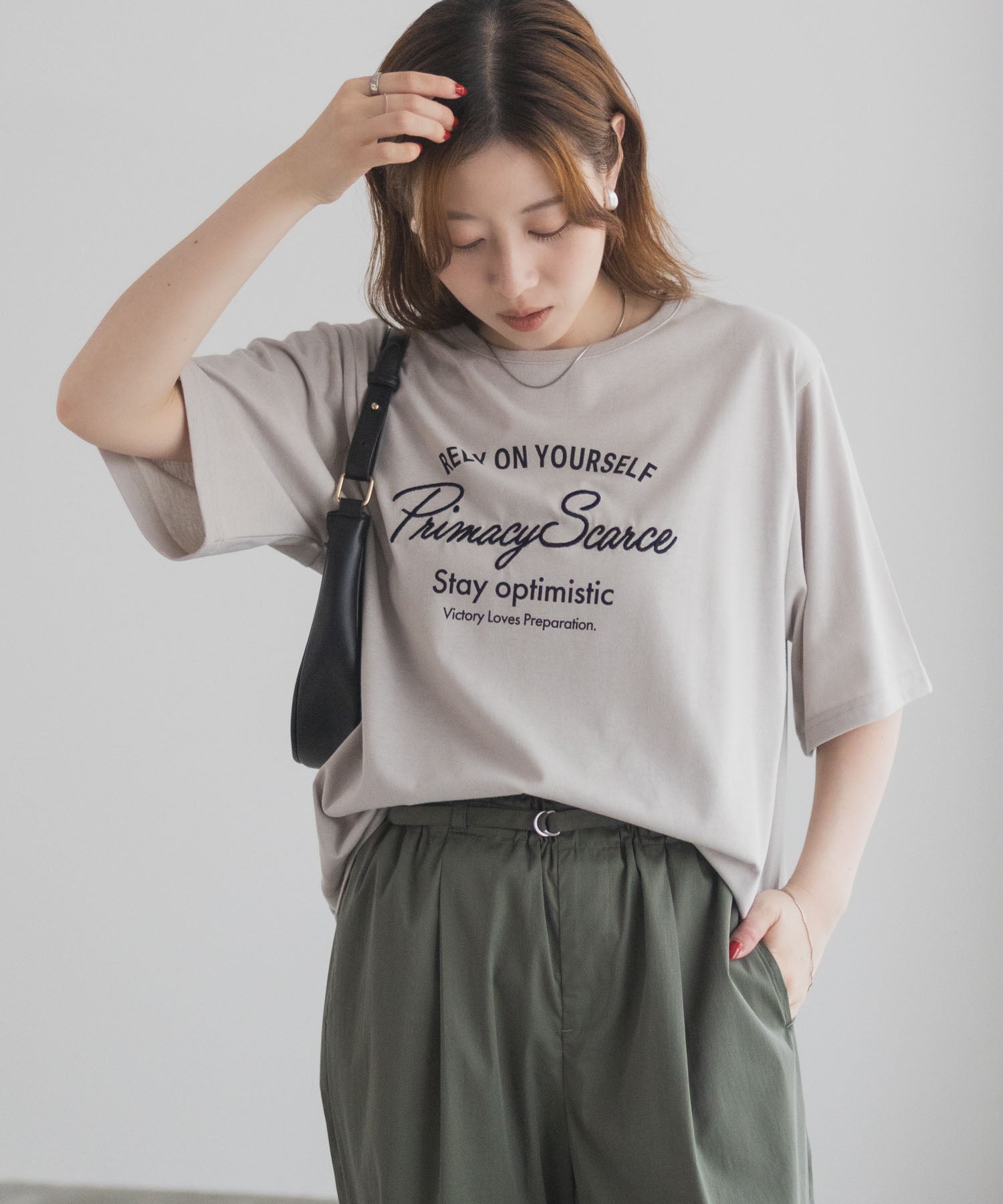 マックハウス Mac-House メッセージ刺繍Tシャツ （ミント） ミント