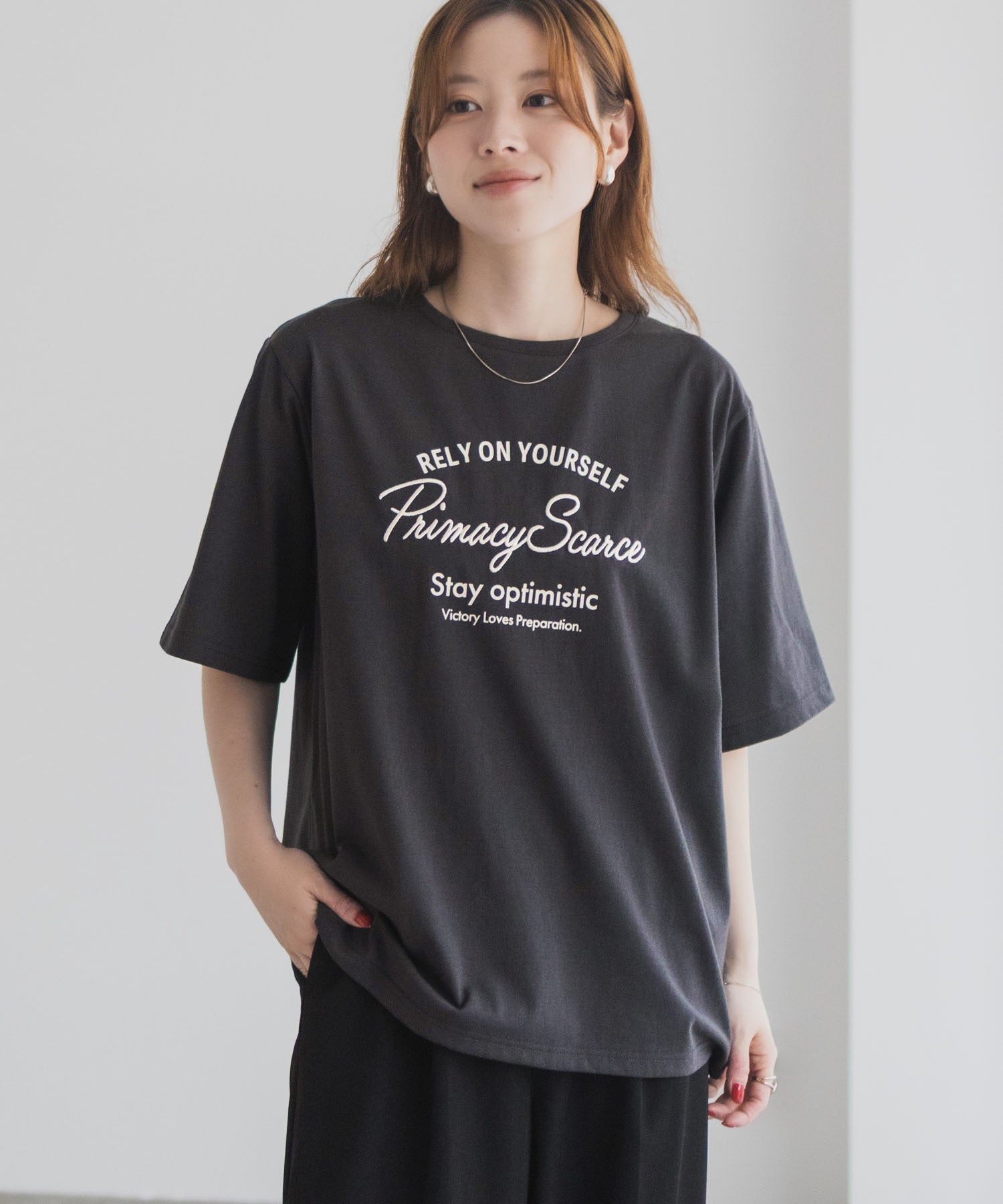マックハウス Mac-House メッセージ刺繍Tシャツ （ミント） ミント