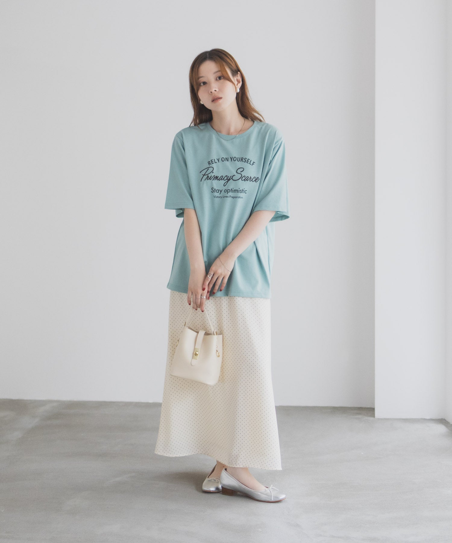 マックハウス Mac-House メッセージ刺繍Tシャツ （ミント） ミント