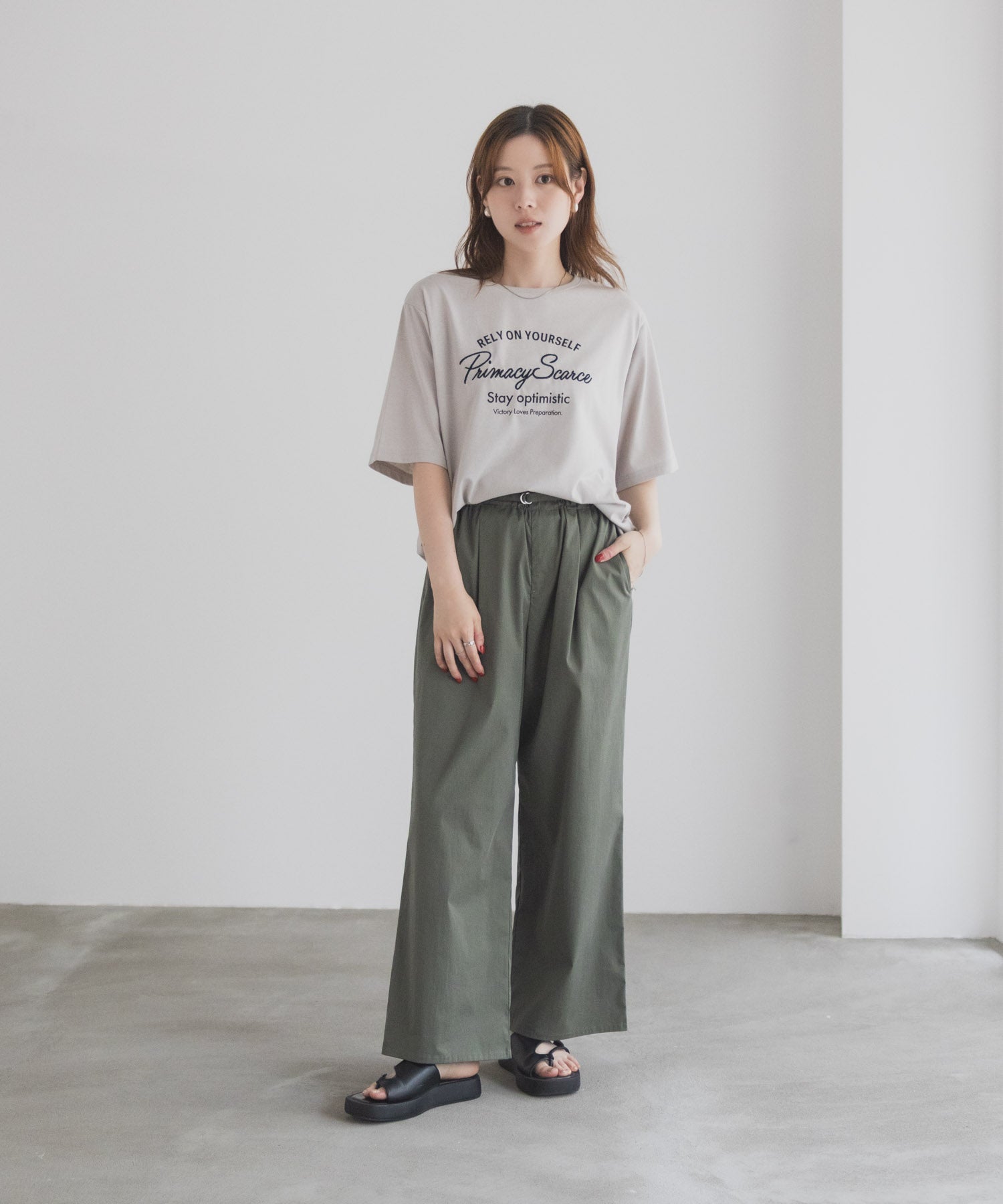 マックハウス Mac-House メッセージ刺繍Tシャツ （ミント） ミント