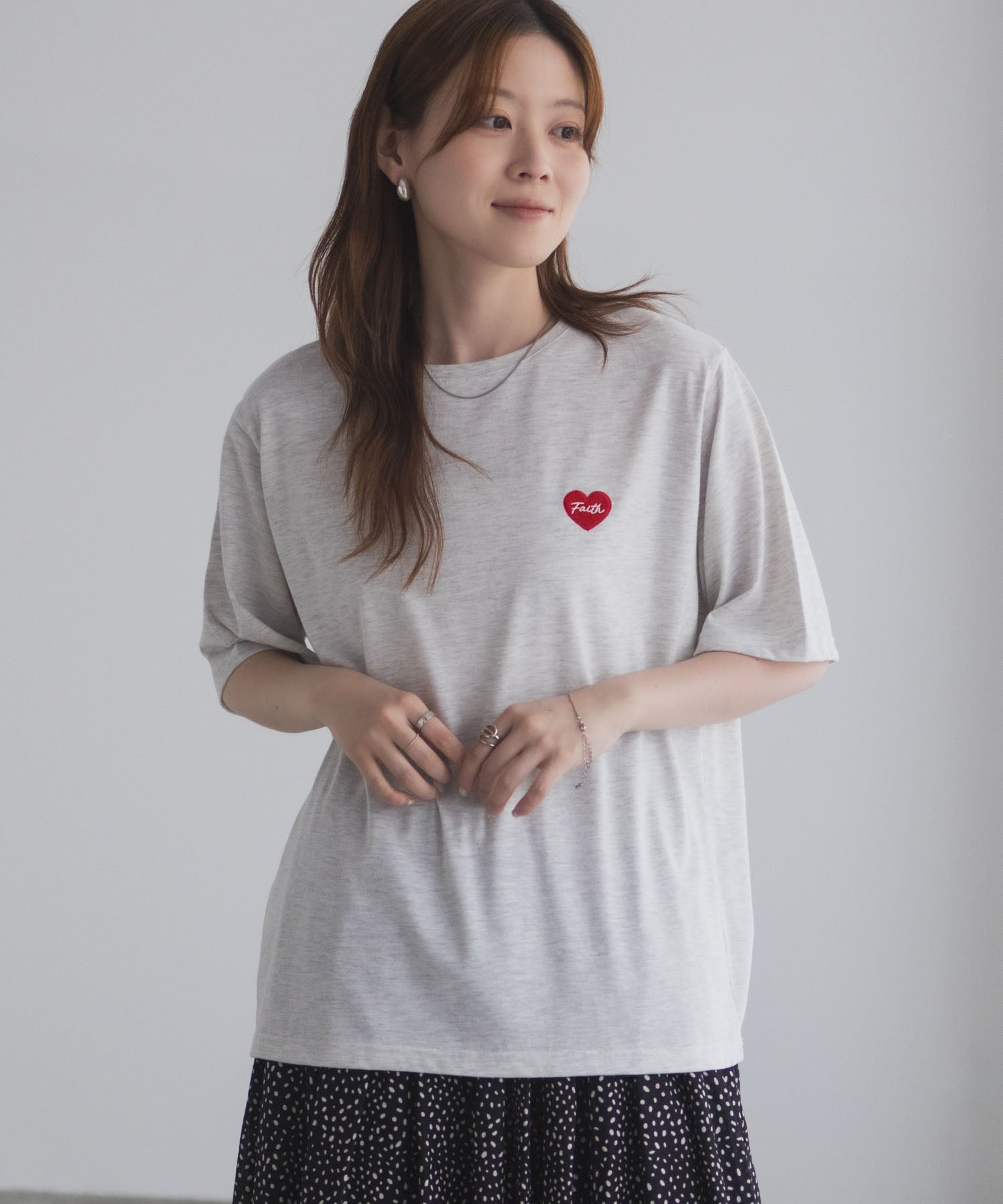 マックハウス Mac-House ハート刺繍Tシャツ （ホワイト） ホワイト