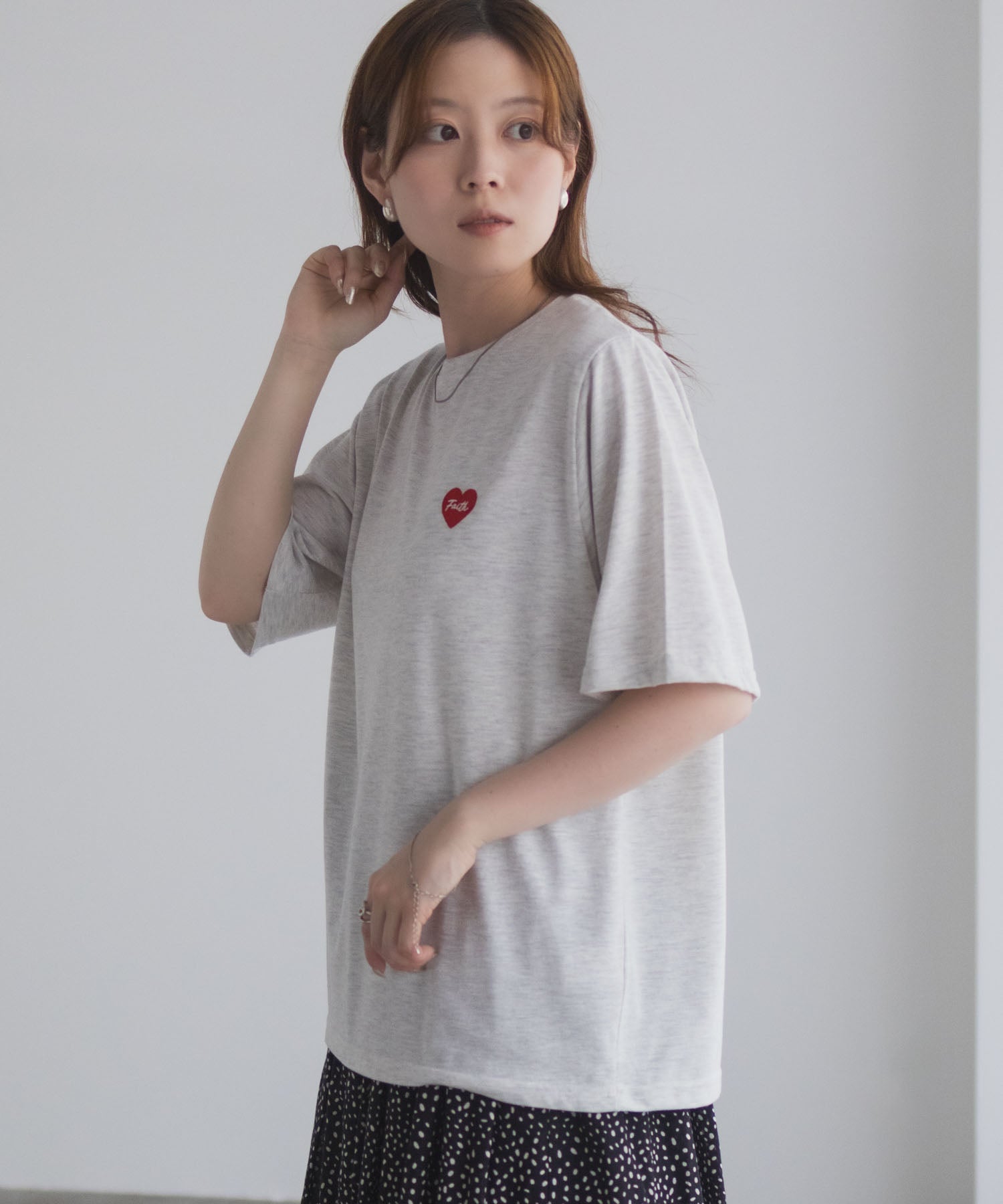 マックハウス Mac-House ハート刺繍Tシャツ （ホワイト） ホワイト