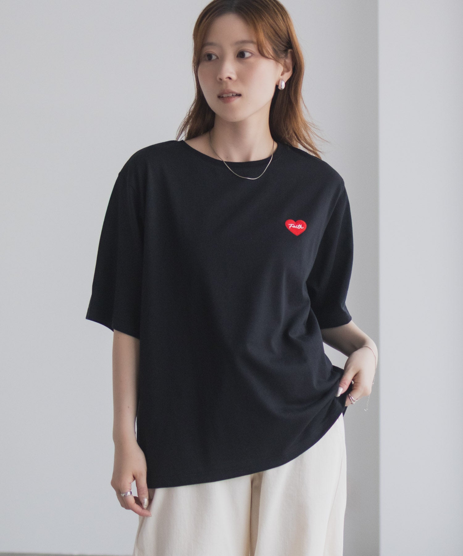 マックハウス Mac-House ハート刺繍Tシャツ （ホワイト） ホワイト