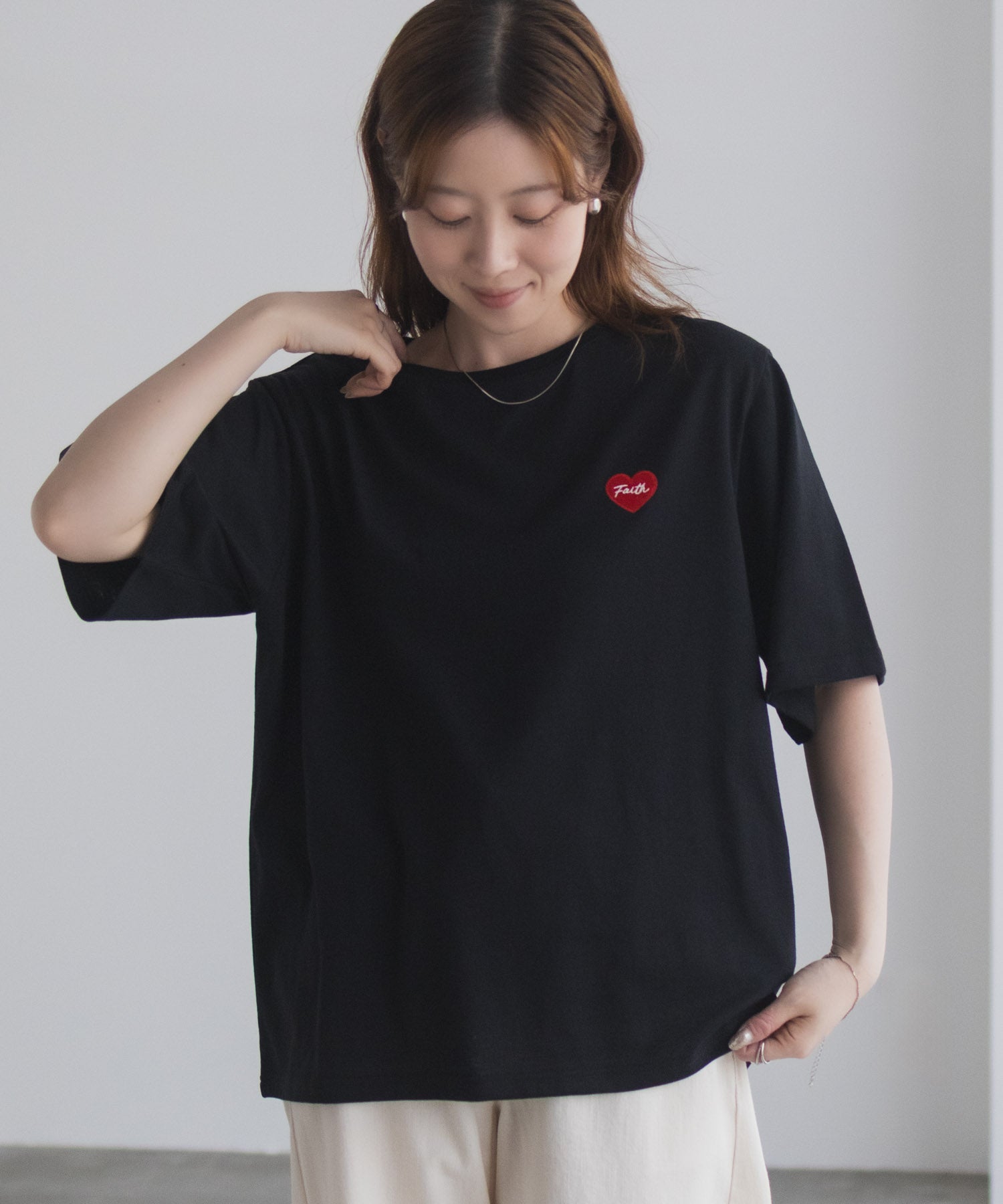 マックハウス Mac-House ハート刺繍Tシャツ （ホワイト） ホワイト