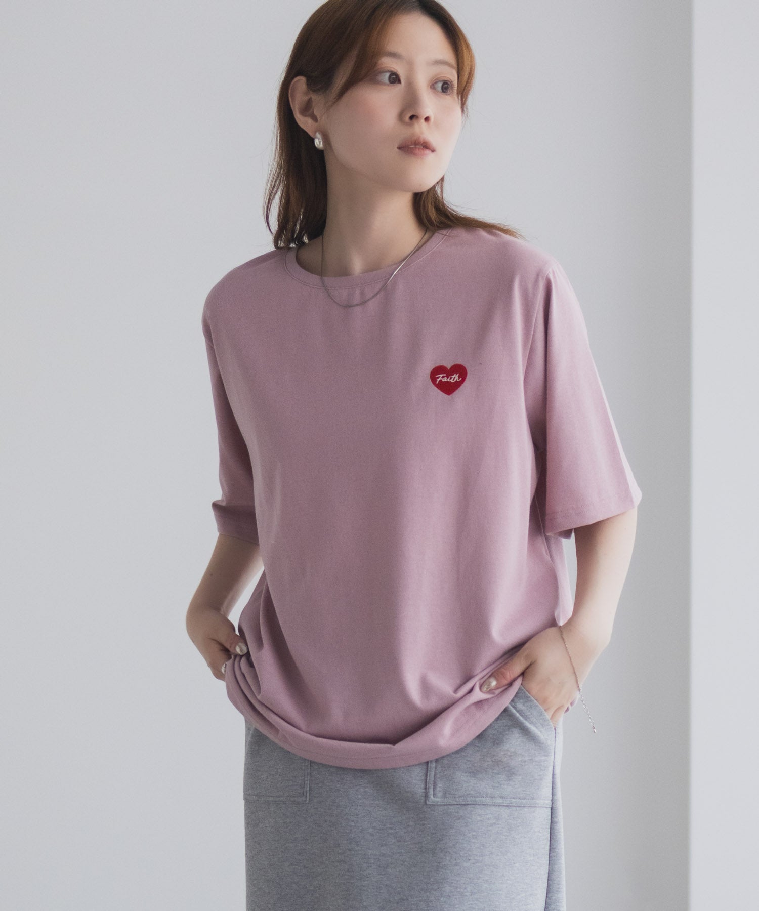 マックハウス Mac-House ハート刺繍Tシャツ （ホワイト） ホワイト