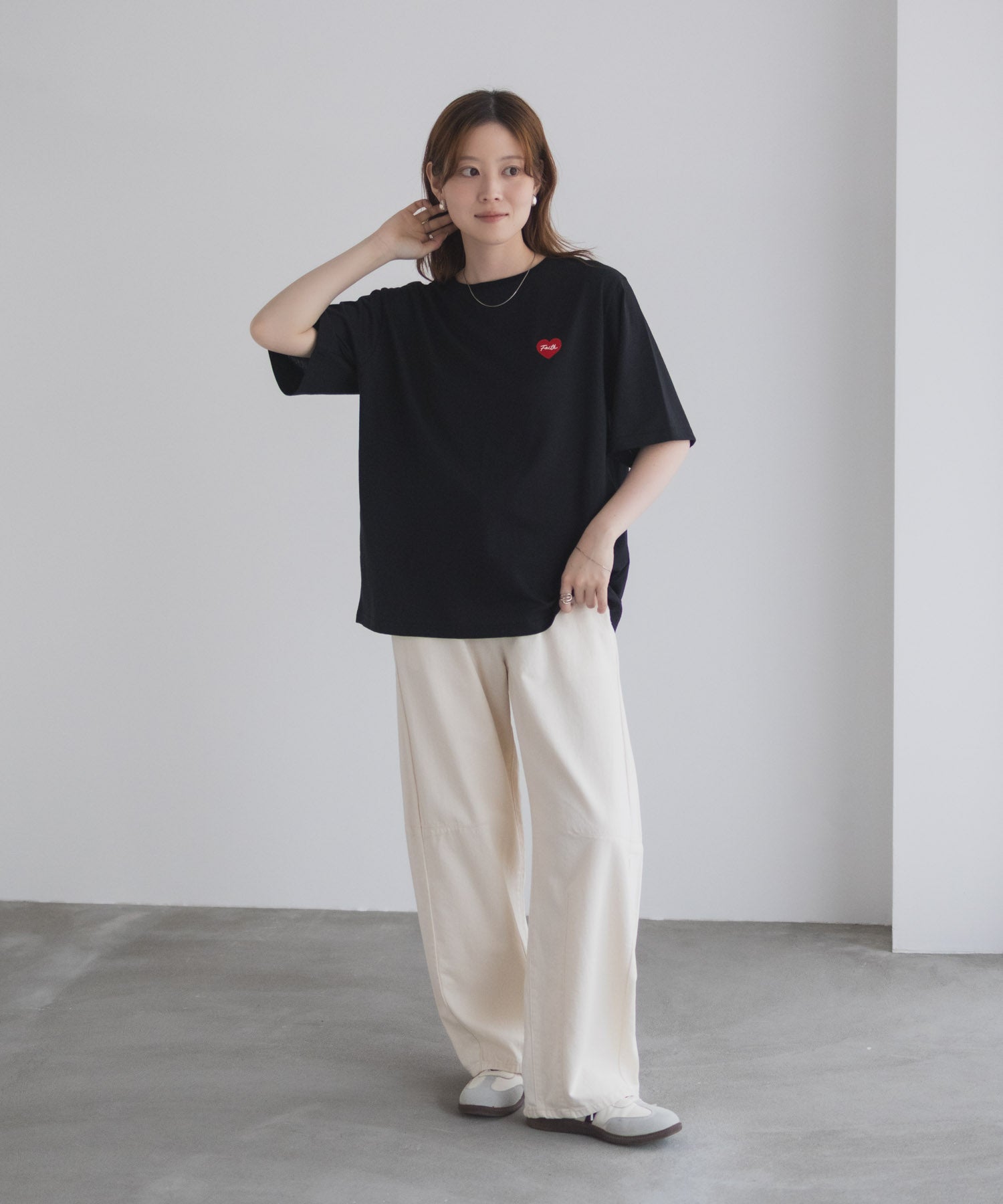 マックハウス Mac-House ハート刺繍Tシャツ （ホワイト） ホワイト