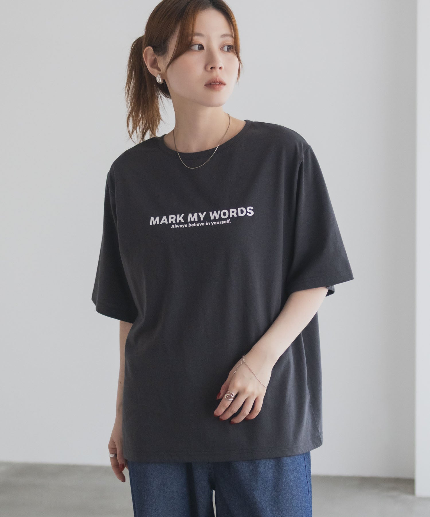 マックハウス Mac-House バックプリントTシャツ （チャコール） チャコール
