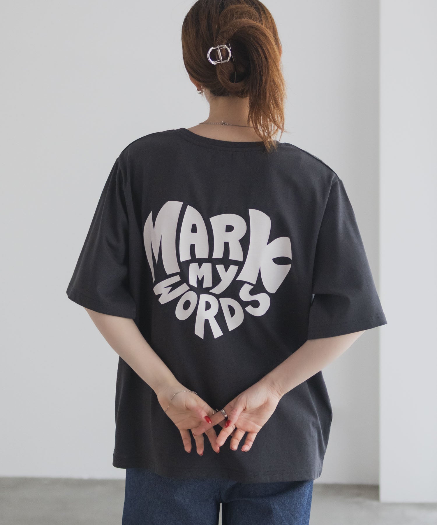 マックハウス Mac-House バックプリントTシャツ （チャコール） チャコール