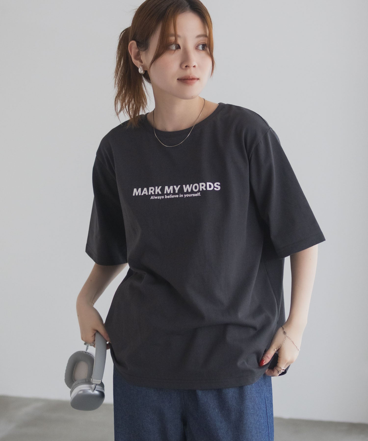 マックハウス Mac-House バックプリントTシャツ （チャコール） チャコール