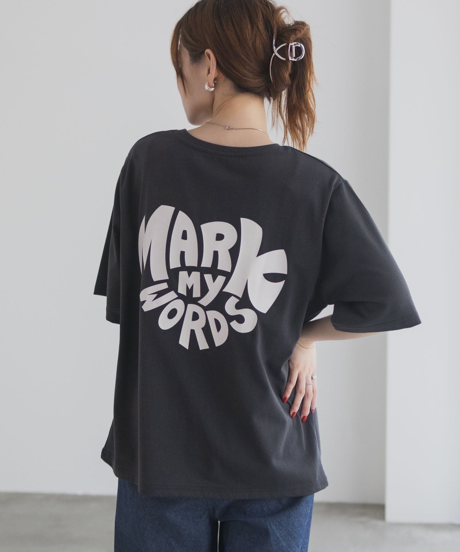 マックハウス Mac-House バックプリントTシャツ （チャコール） チャコール