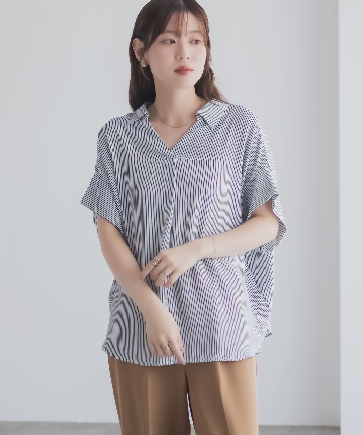マックハウス Mac-House nAvy スキッパーブラウス （ブラック） ブラック