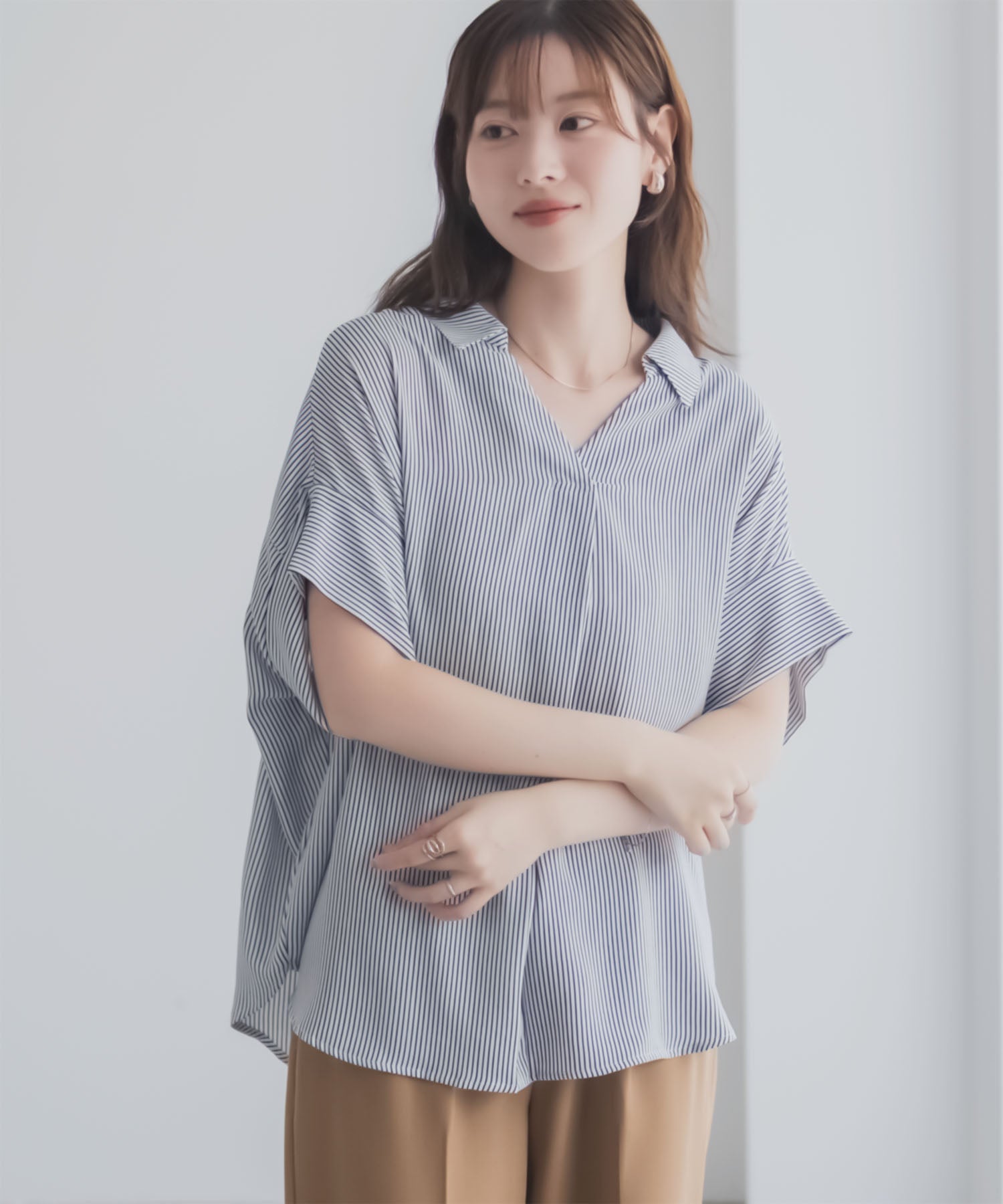 マックハウス Mac-House nAvy スキッパーブラウス （ブラック） ブラック