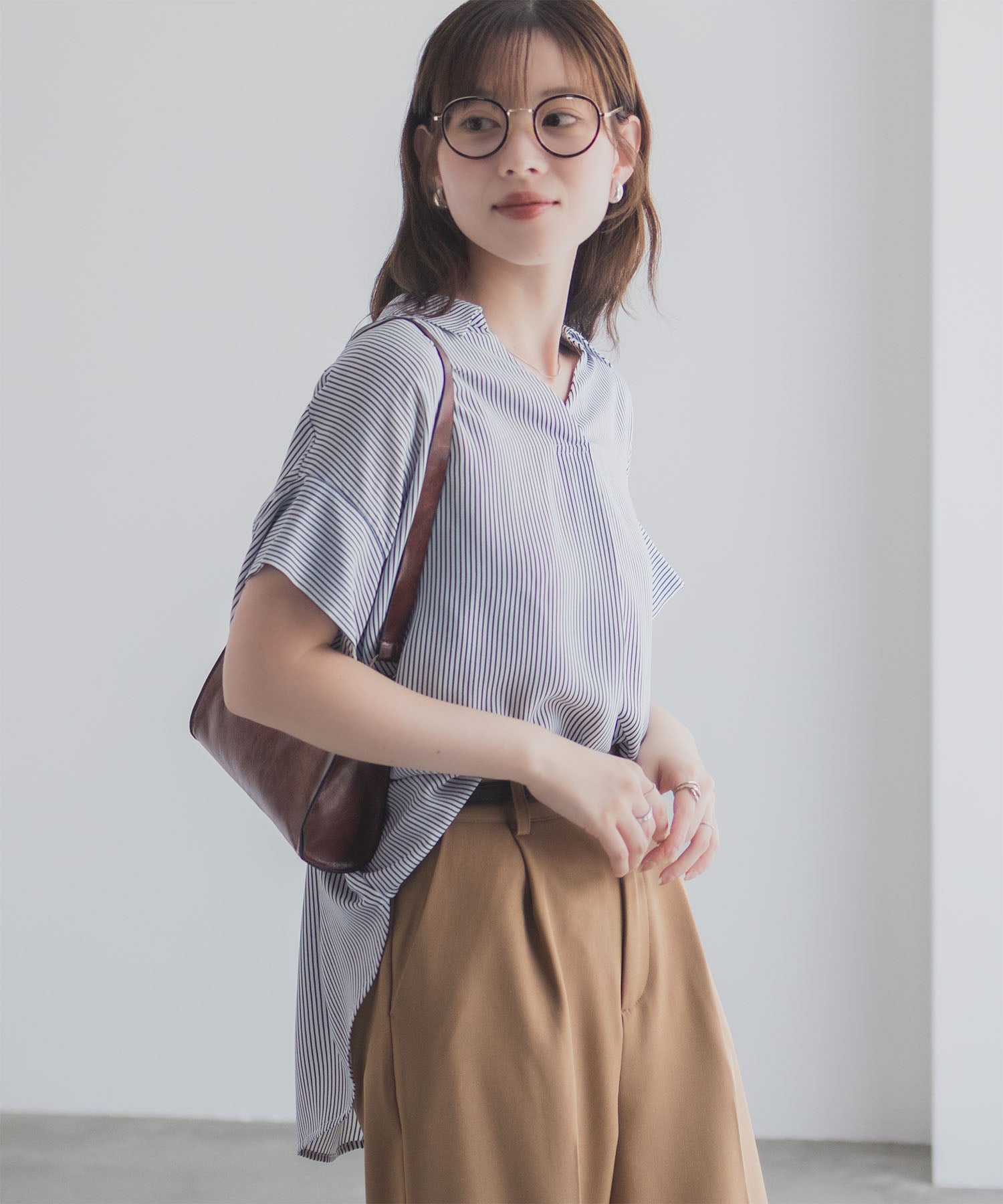 マックハウス Mac-House nAvy スキッパーブラウス （ブラック） ブラック
