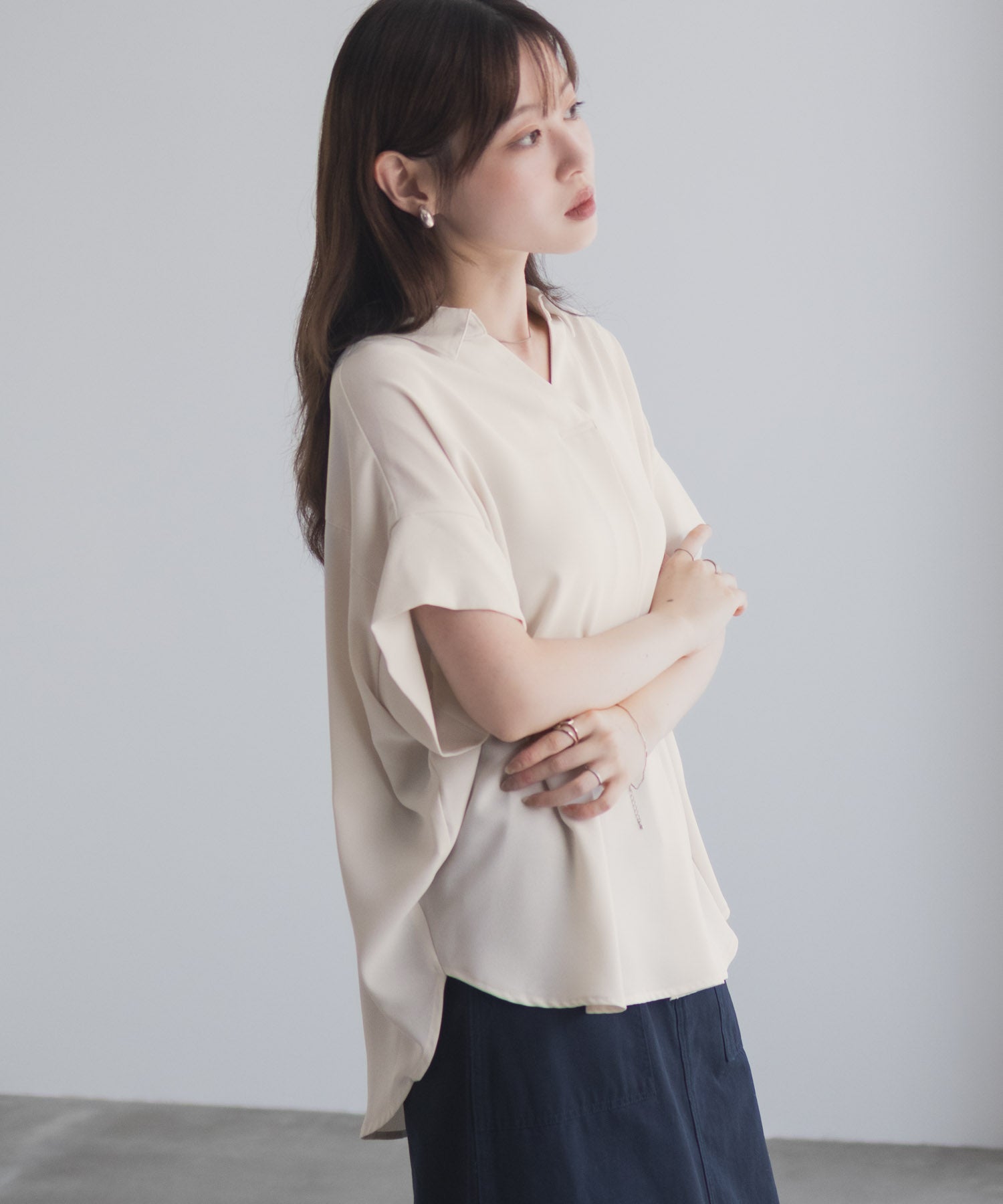 マックハウス Mac-House nAvy スキッパーブラウス （ブラック） ブラック