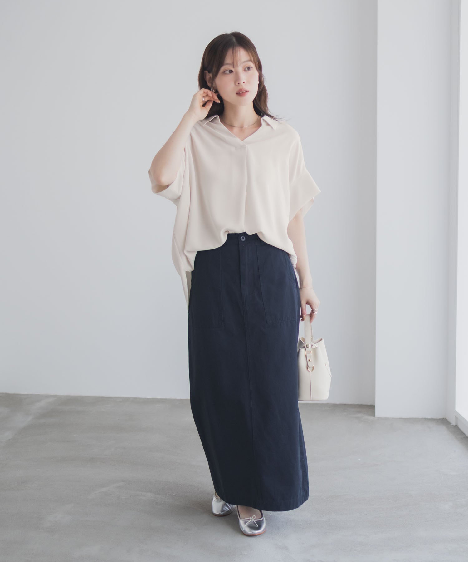 マックハウス Mac-House nAvy スキッパーブラウス （ブラック） ブラック