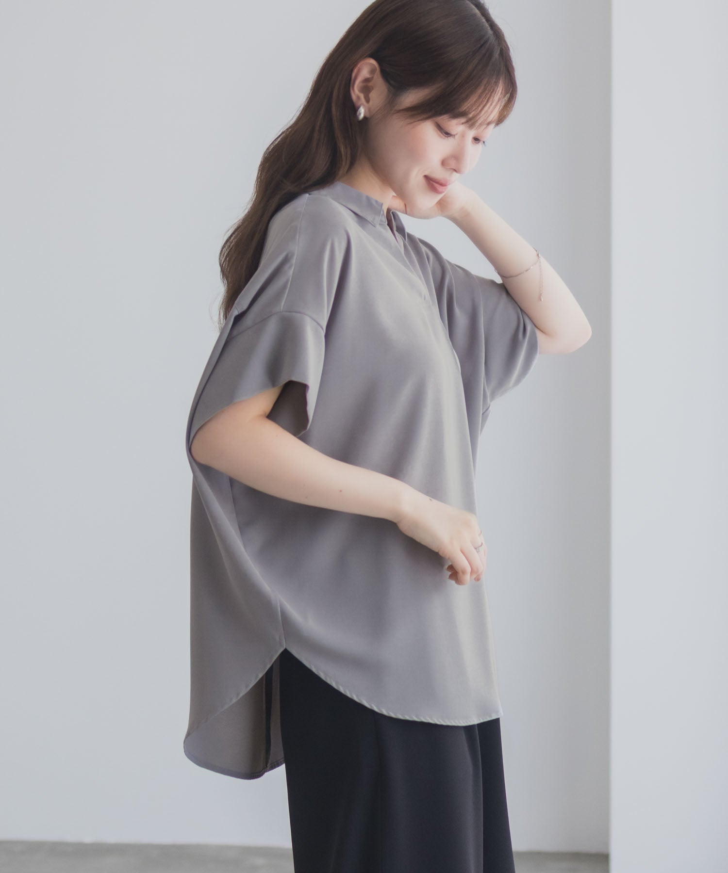 マックハウス Mac-House nAvy スキッパーブラウス （ブラック） ブラック