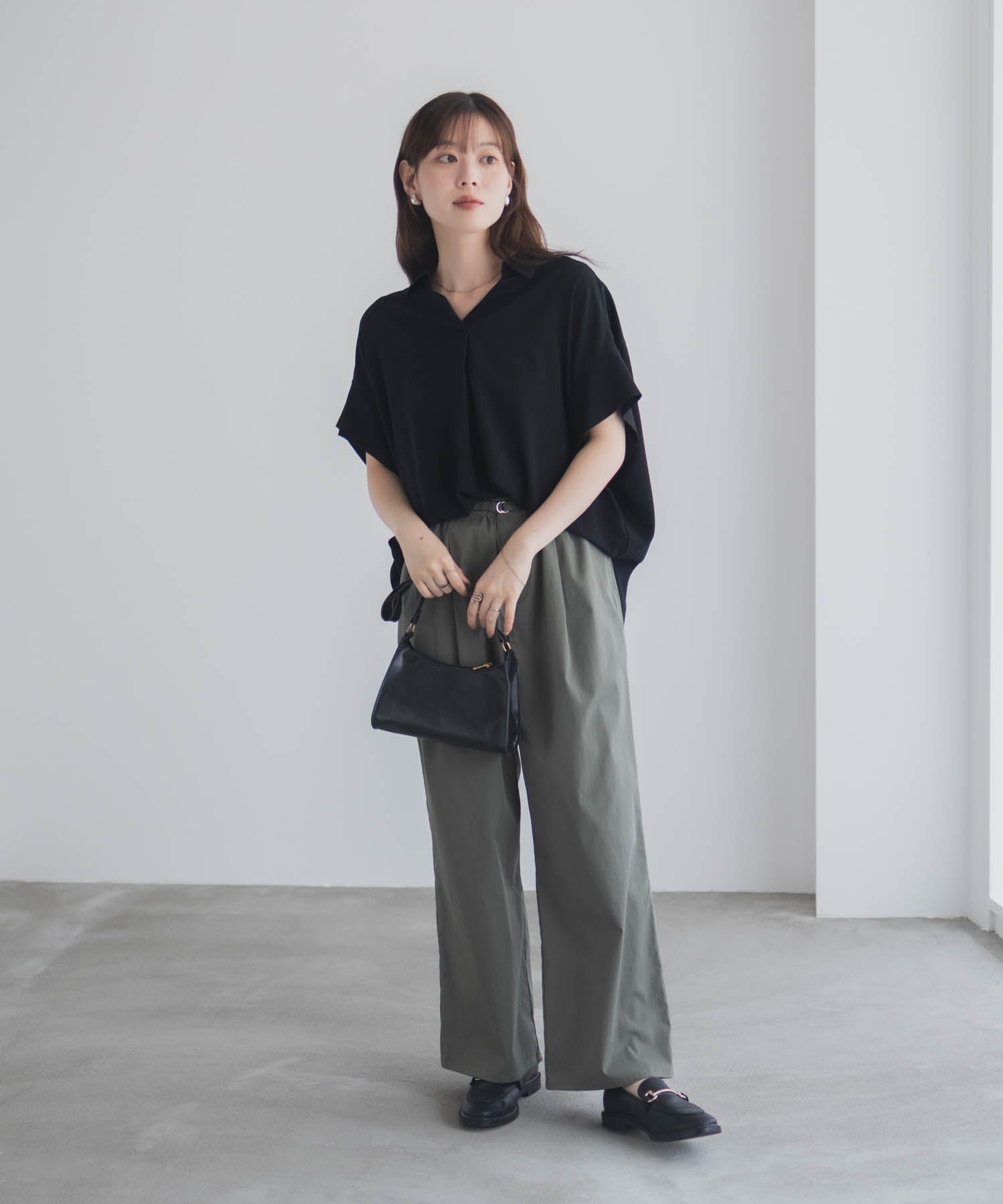 マックハウス Mac-House nAvy スキッパーブラウス （ブラック） ブラック