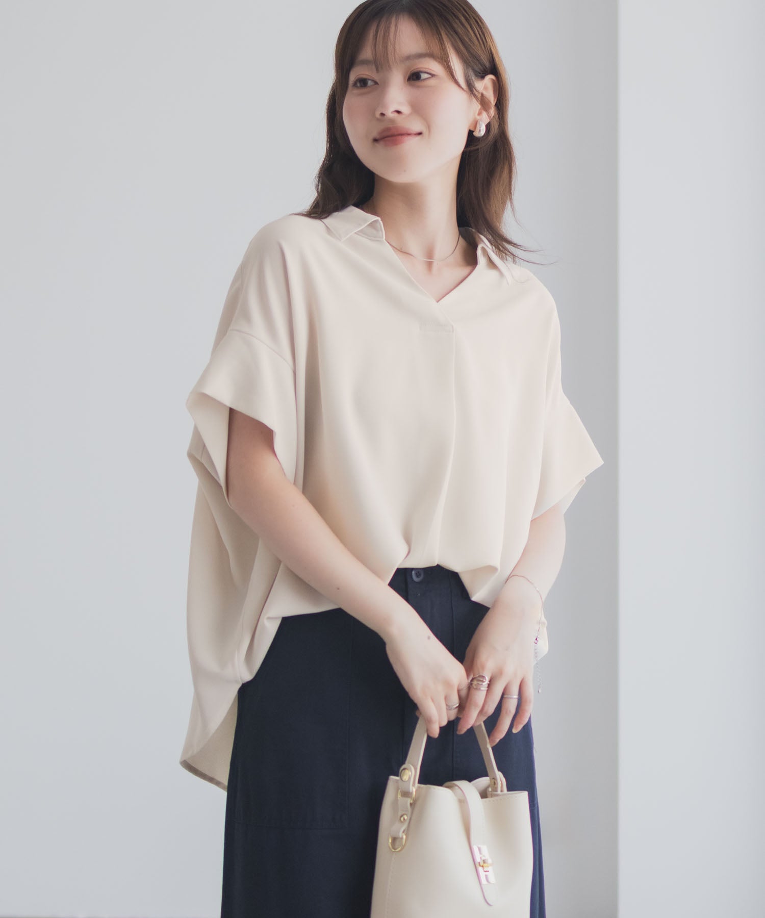 マックハウス Mac-House nAvy スキッパーブラウス （ホワイト） ホワイト