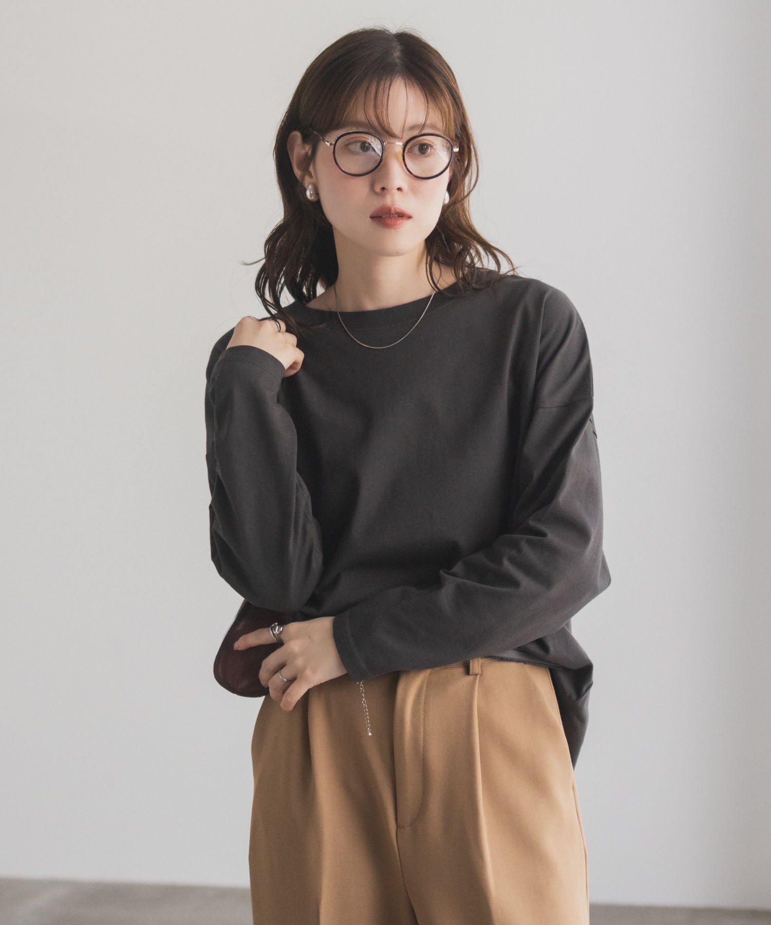 マックハウス Mac-House nAvy エブリーT 裾スリット長袖Tシャツ （オートミール） オートミール