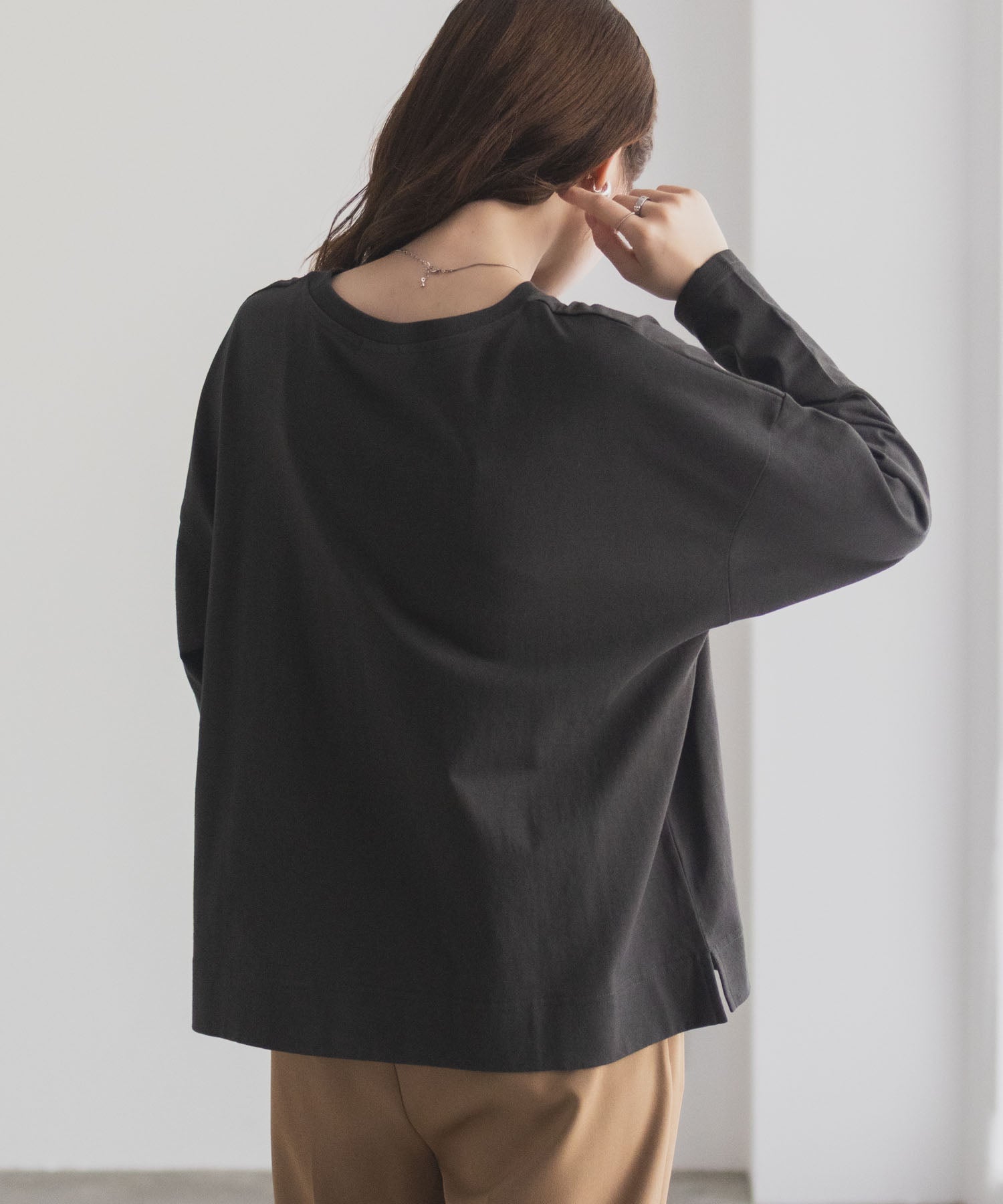マックハウス Mac-House nAvy エブリーT 裾スリット長袖Tシャツ （オートミール） オートミール
