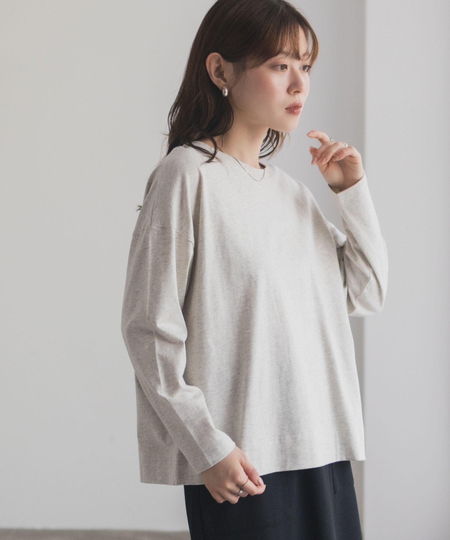 マックハウス Mac-House nAvy エブリーT 裾スリット長袖Tシャツ （オートミール） オートミール