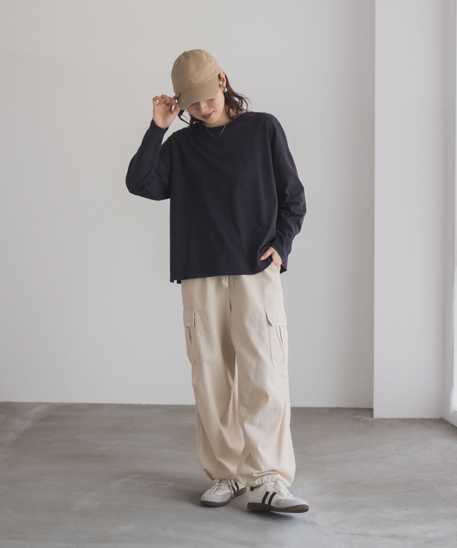 マックハウス Mac-House nAvy エブリーT 裾スリット長袖Tシャツ （オートミール） オートミール