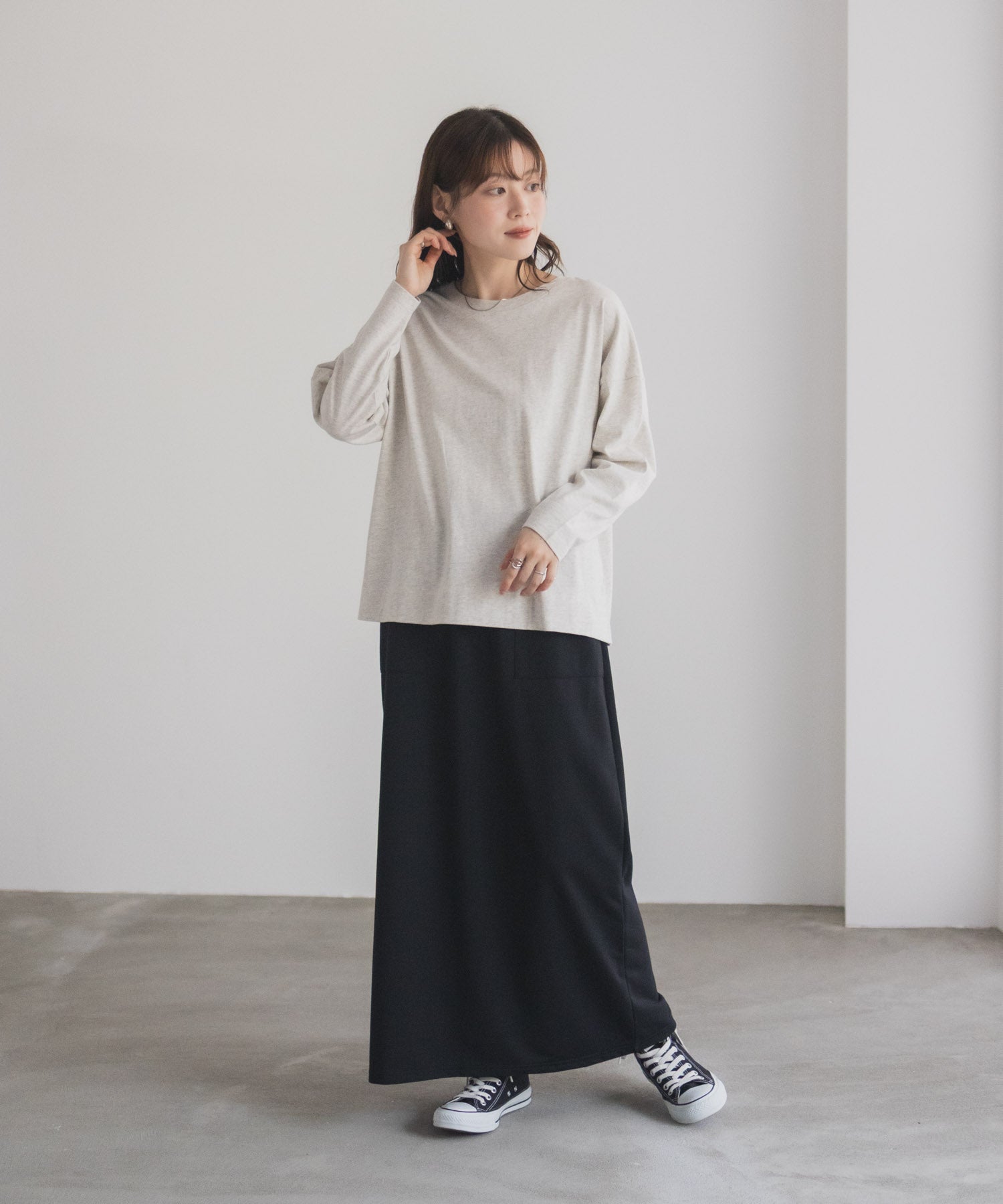 マックハウス Mac-House nAvy エブリーT 裾スリット長袖Tシャツ （オートミール） オートミール