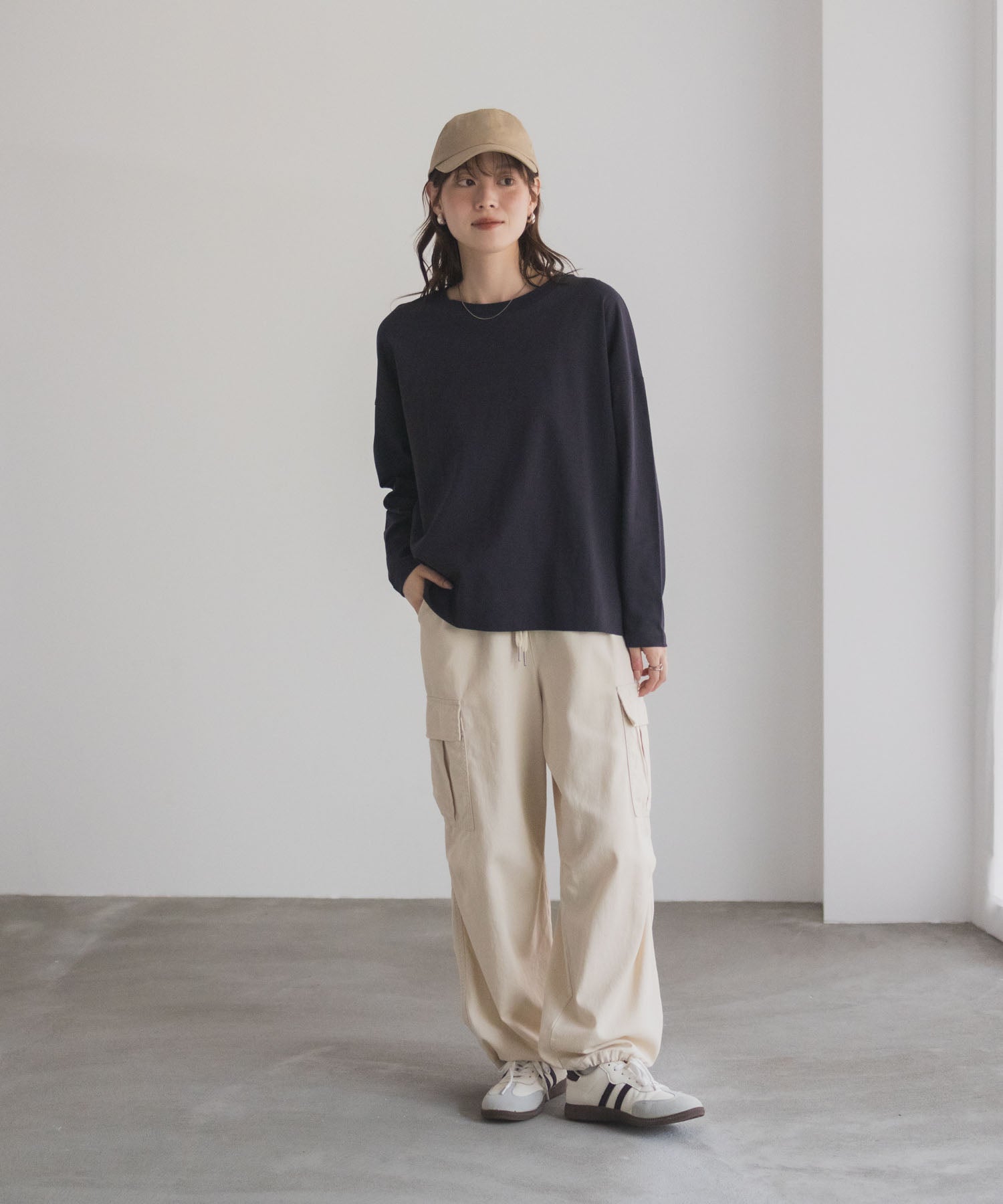 マックハウス Mac-House nAvy エブリーT 裾スリット長袖Tシャツ （オートミール） オートミール