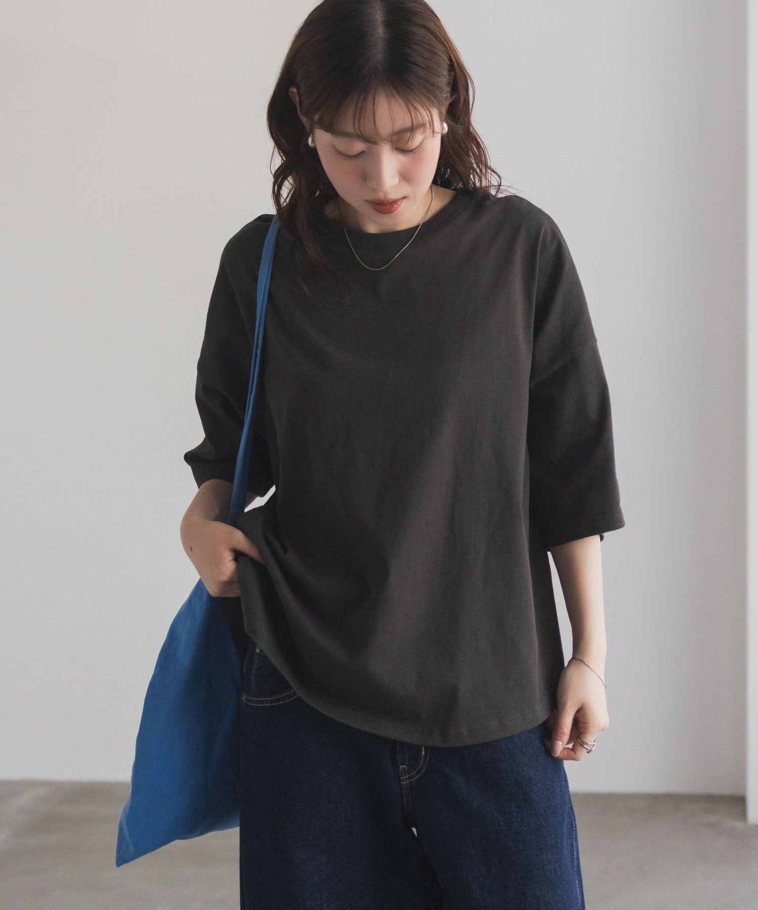 マックハウス Mac-House nAvy エブリーT 6分袖Tシャツ （チャコール） チャコール
