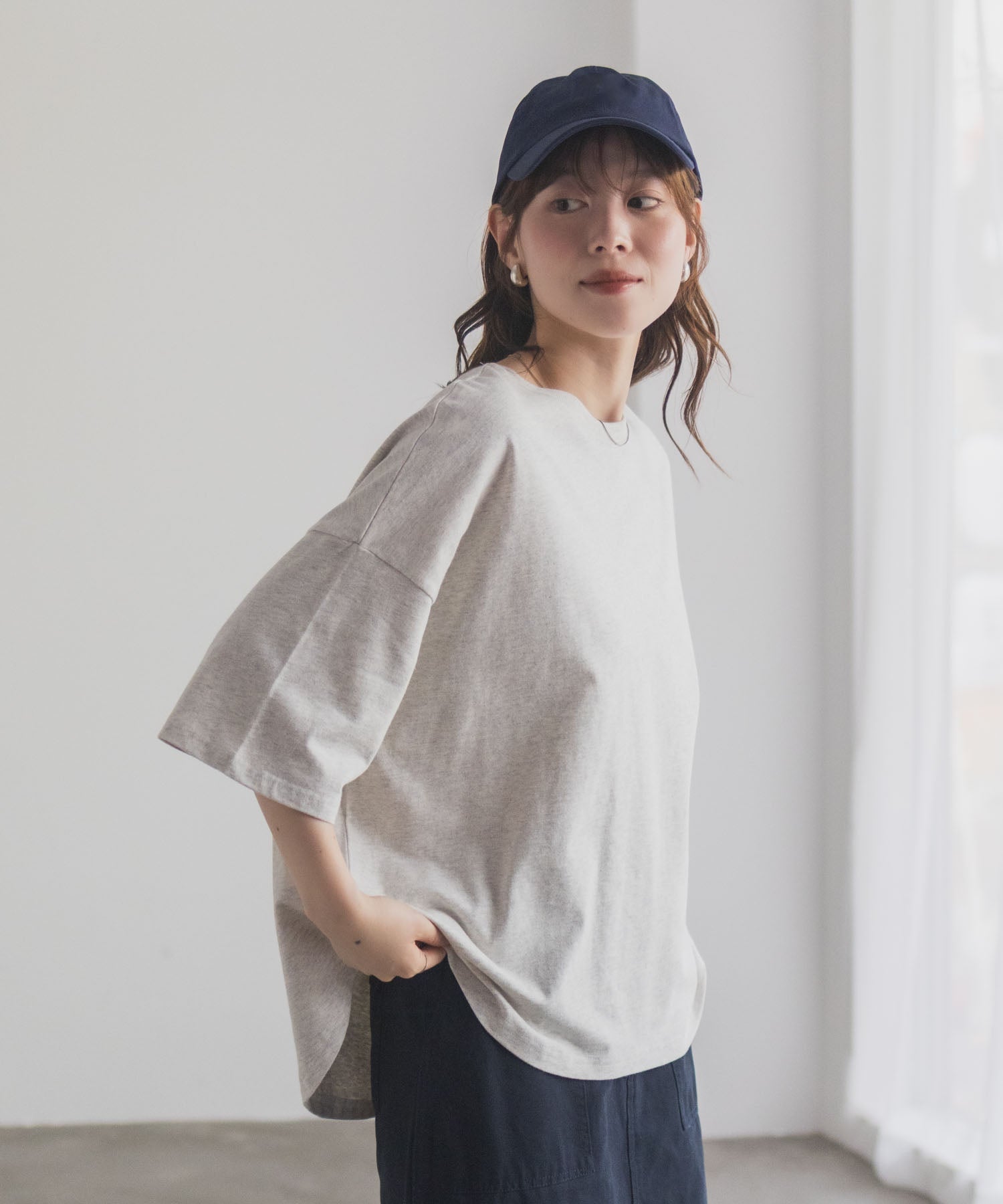 マックハウス Mac-House nAvy エブリーT 6分袖Tシャツ （チャコール） チャコール