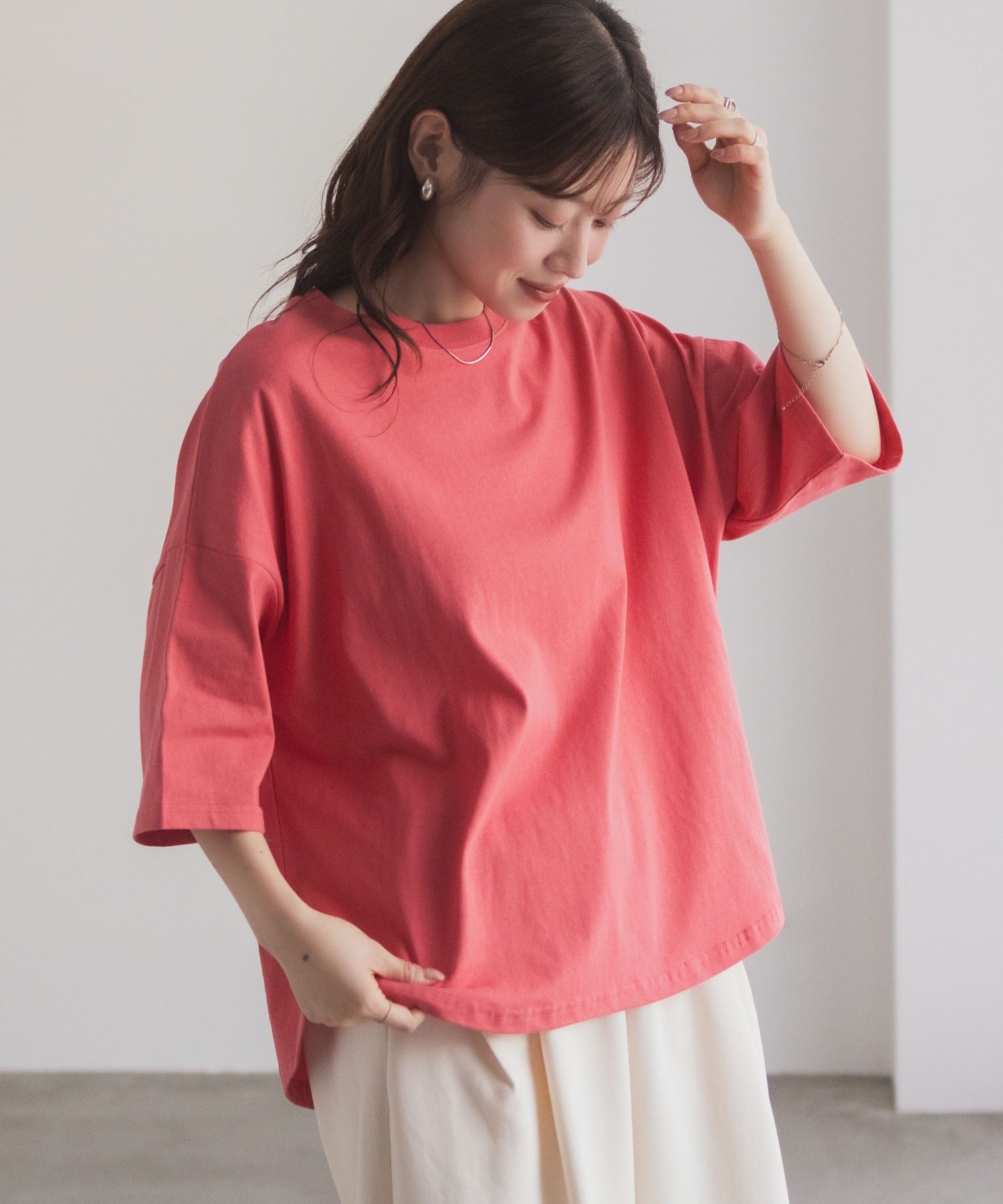 マックハウス Mac-House nAvy エブリーT 6分袖Tシャツ （チャコール） チャコール