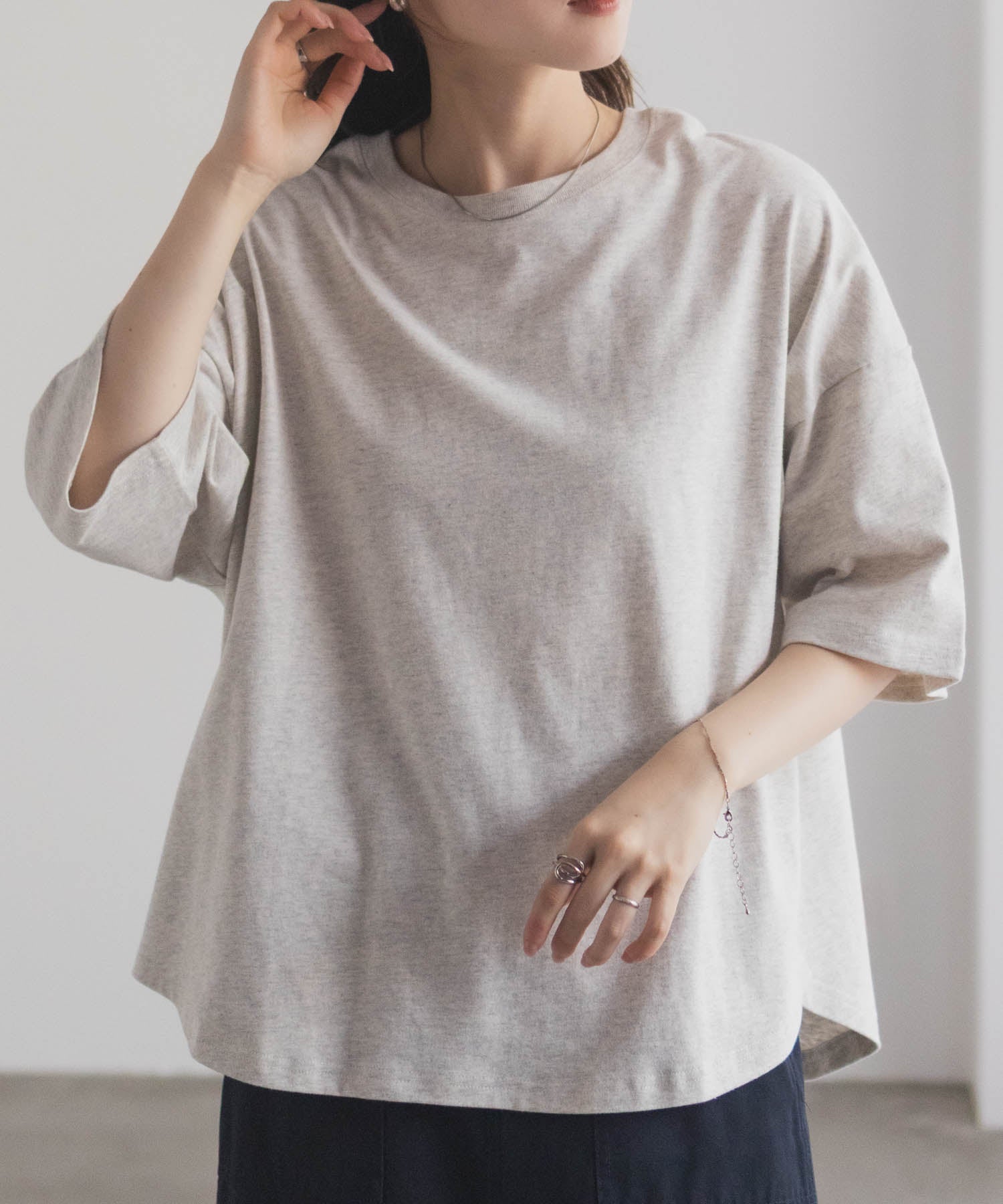 マックハウス Mac-House nAvy エブリーT 6分袖Tシャツ （チャコール） チャコール