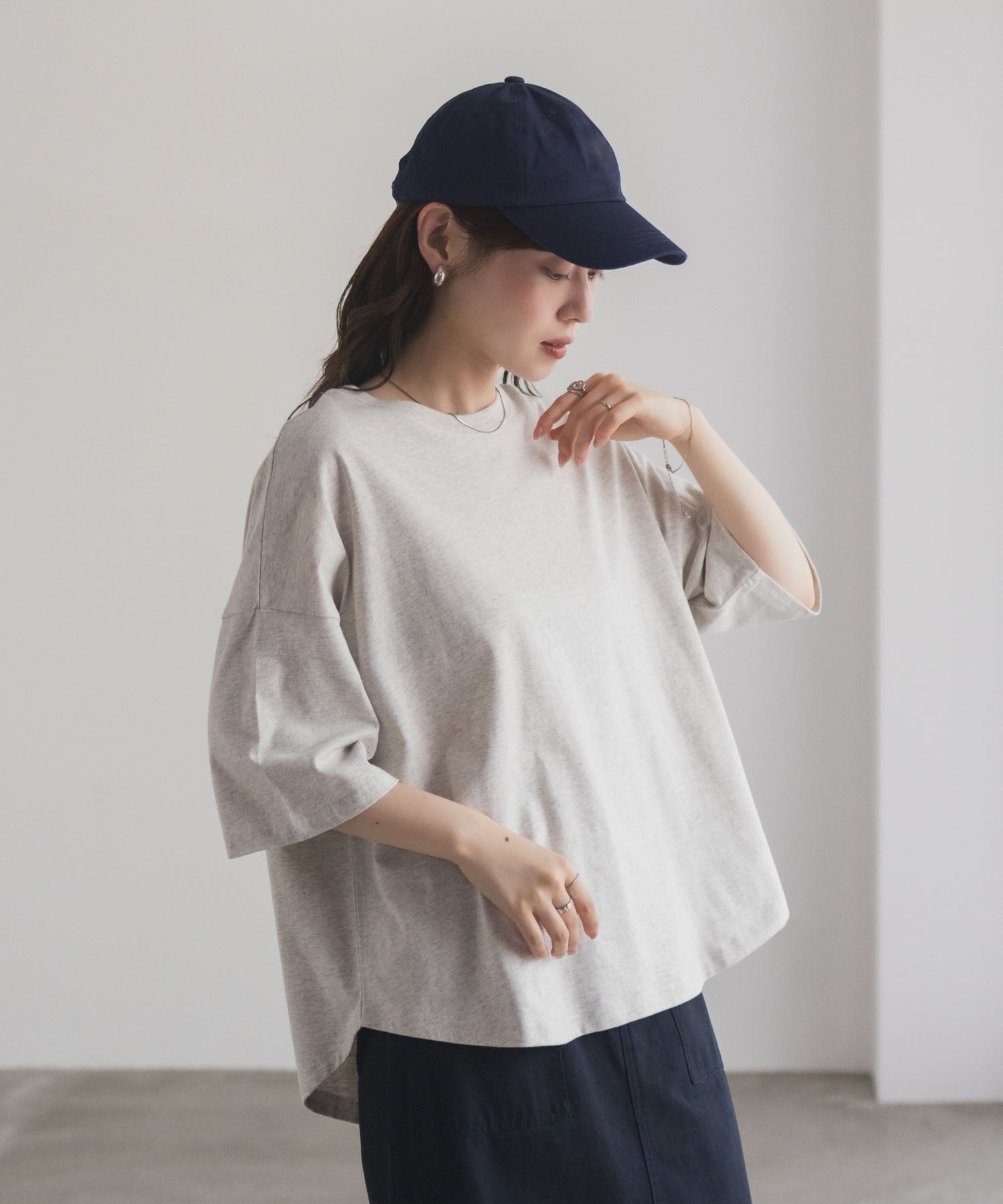 マックハウス Mac-House nAvy エブリーT 6分袖Tシャツ （チャコール） チャコール