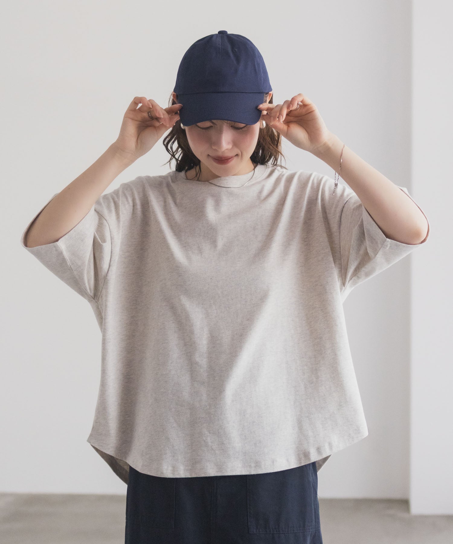 マックハウス Mac-House nAvy エブリーT 6分袖Tシャツ （チャコール） チャコール