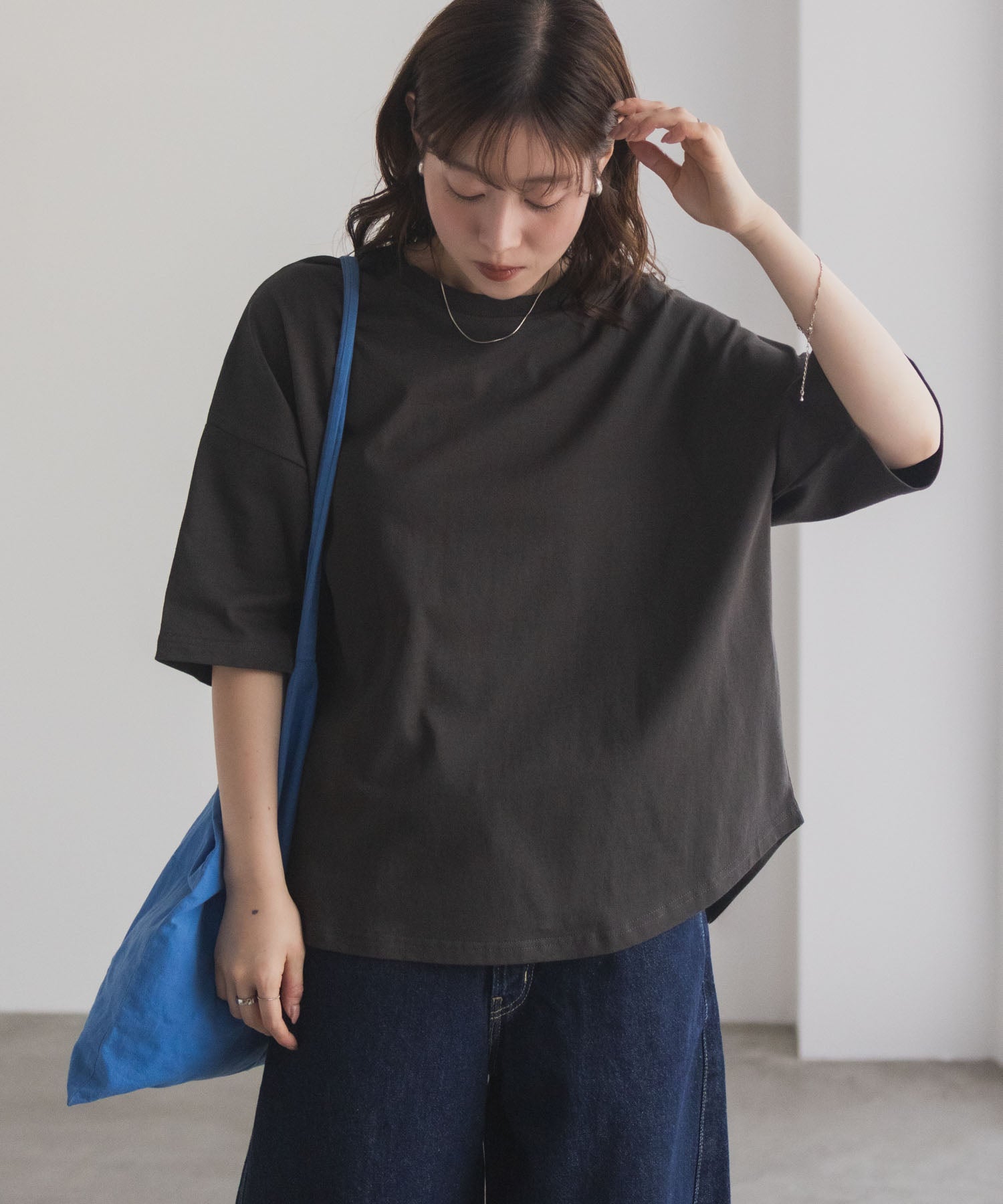 マックハウス Mac-House nAvy エブリーT 6分袖Tシャツ （チャコール） チャコール
