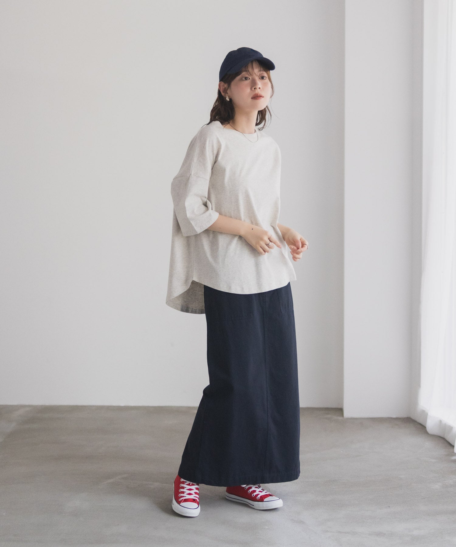 マックハウス Mac-House nAvy エブリーT 6分袖Tシャツ （チャコール） チャコール
