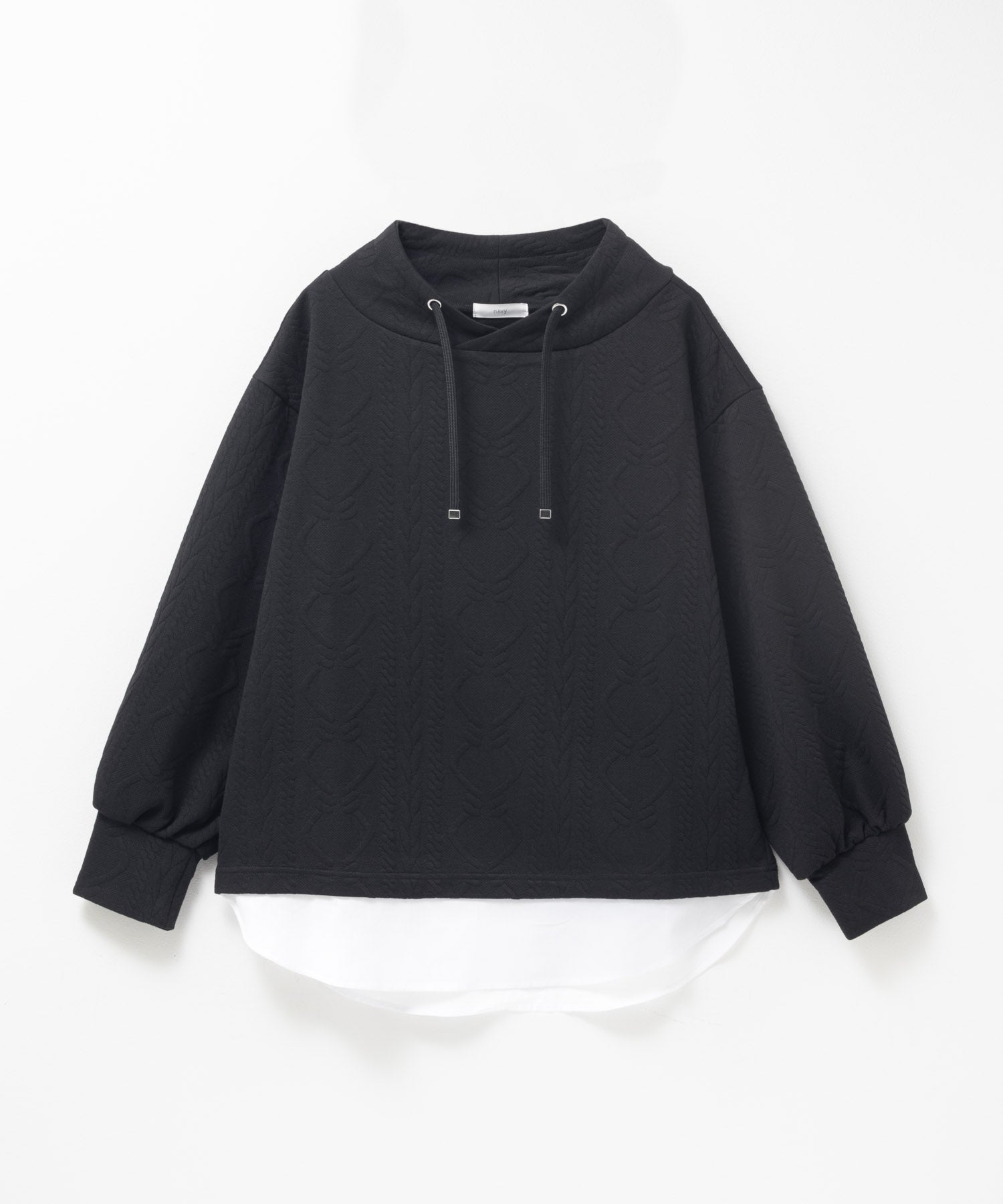 マックハウス Mac-House nAvy 時短ジャガードフェイクハイネックプルオーバー （ブラック） ブラック