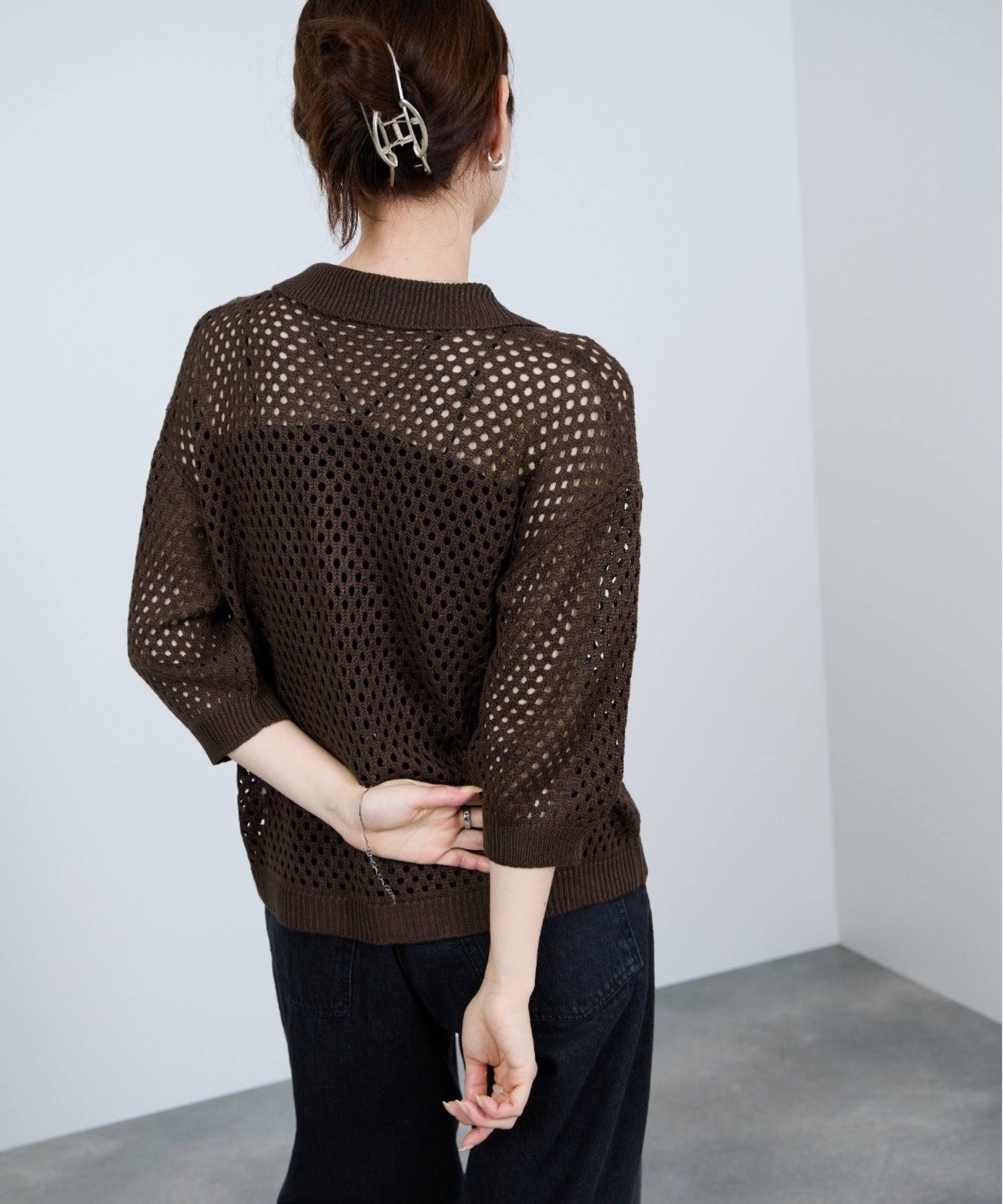 マックハウス Mac-House メッシュニットポロシャツ （ブラック） ブラック