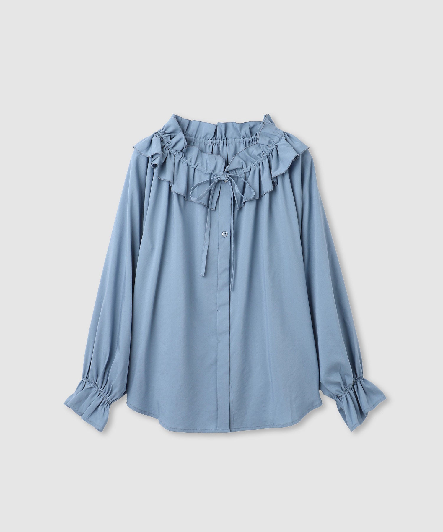 マックハウス Mac-House フリルネックボウタイブラウス （ブルー） ブルー