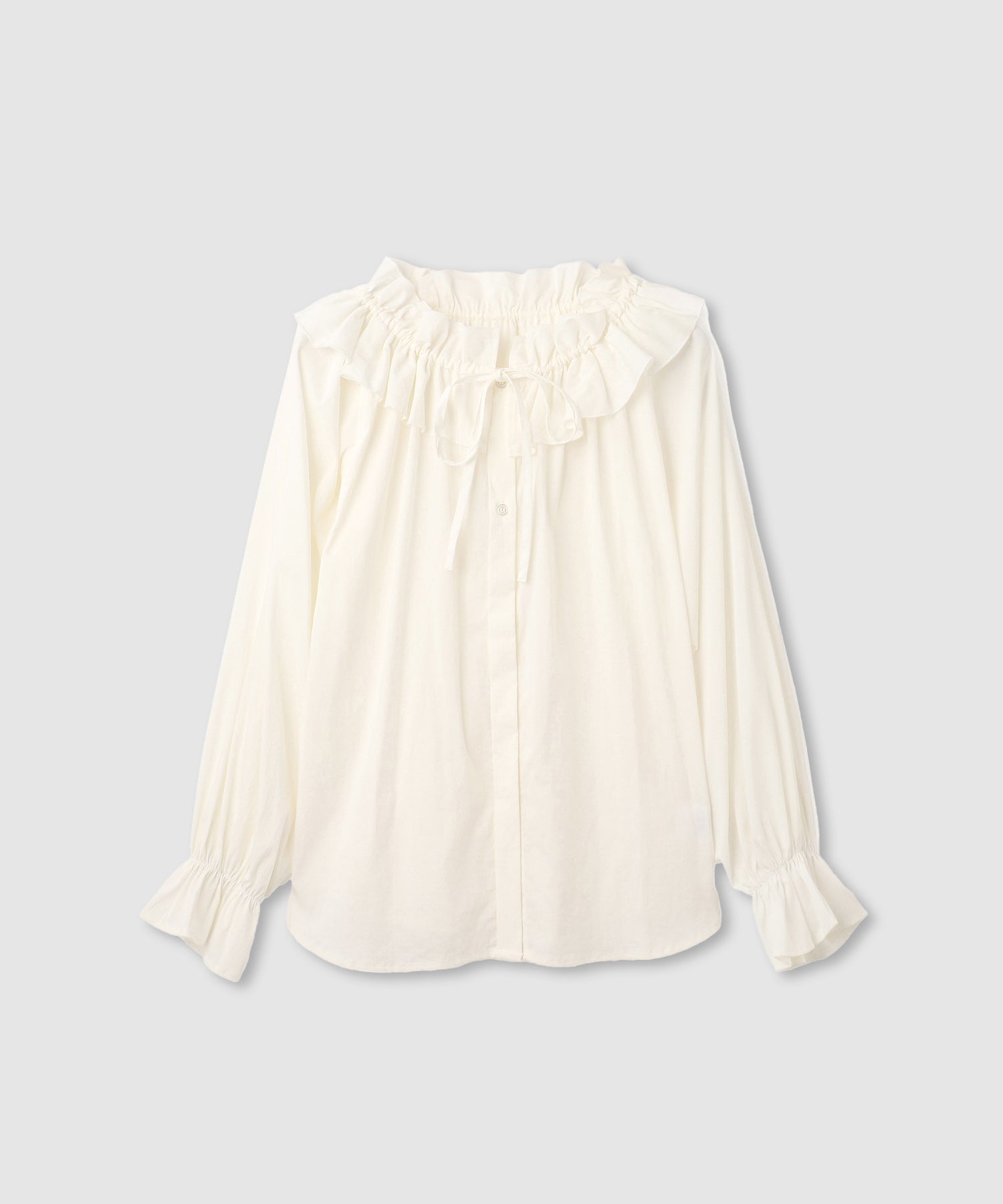 マックハウス Mac-House フリルネックボウタイブラウス （ブルー） ブルー