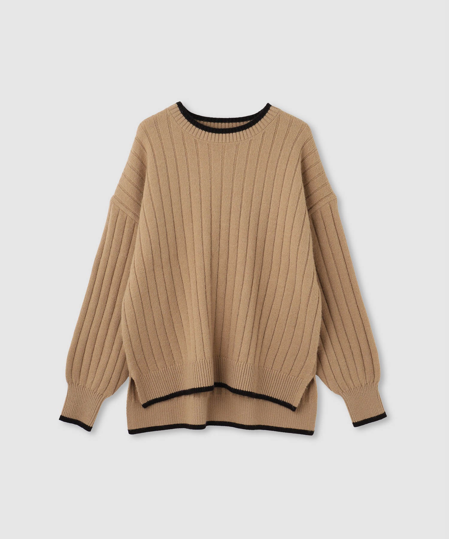 マックハウス Mac-House nAvy もちり もちもち 洗えるニット 配色クルーネック （ベージュ） ベージュ