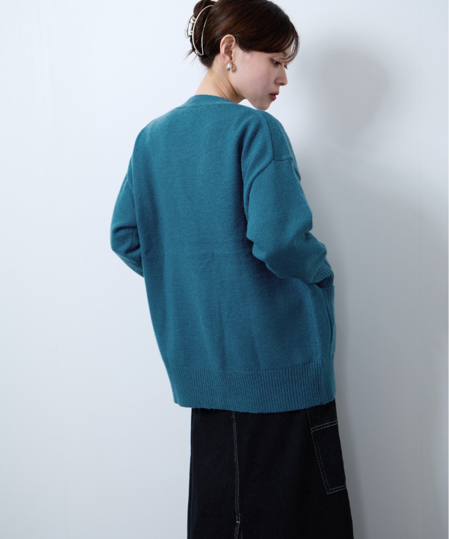 マックハウス Mac-House nAvy もちり もちもち 洗えるニット Vネックカーディガン （チャコール） チャコール