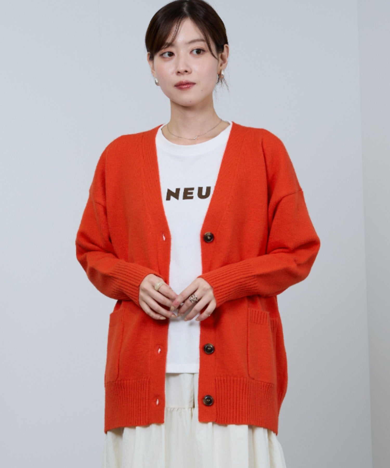 マックハウス Mac-House nAvy もちり もちもち 洗えるニット Vネックカーディガン （チャコール） チャコール