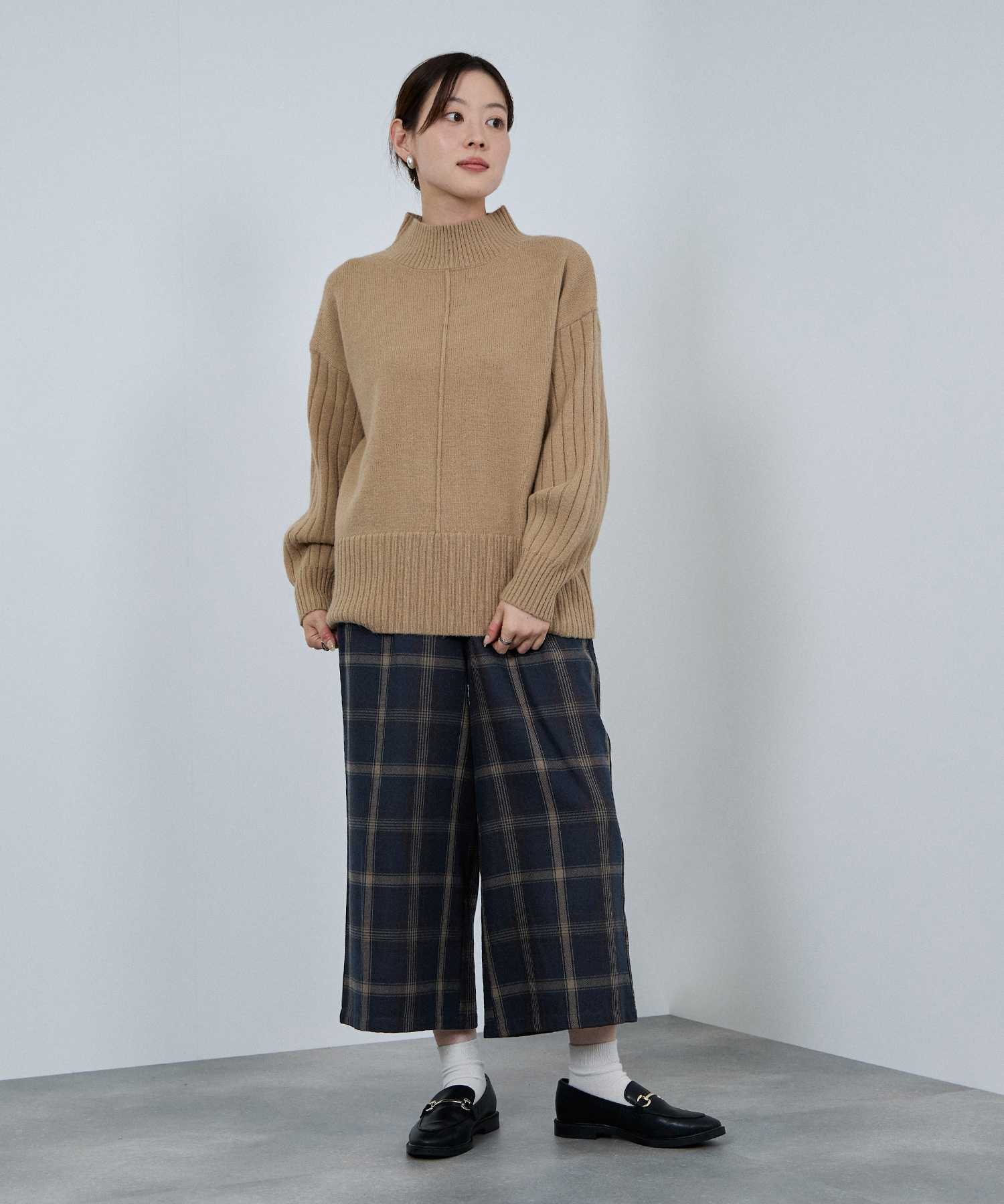 マックハウス Mac-House nAvy ワイドクロップドパンツ （チャコールヘリンボーン） チャコールヘリンボーン