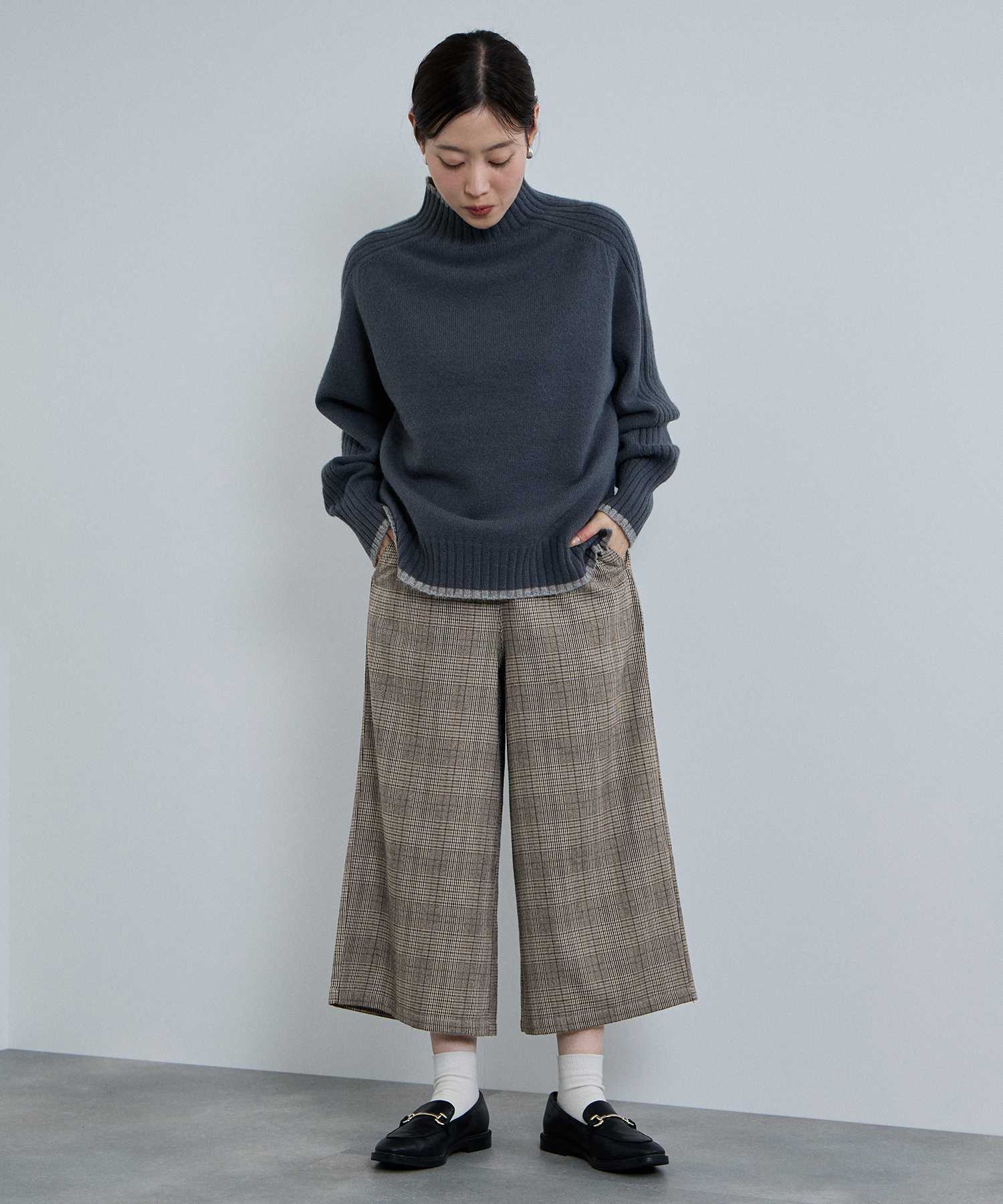 マックハウス Mac-House nAvy ワイドクロップドパンツ （チャコールヘリンボーン） チャコールヘリンボーン