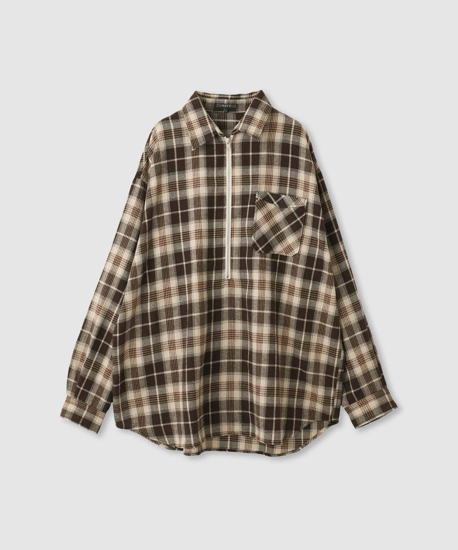 マックハウス Mac-House nAvy ハーフジップオンブレネルシャツ （ブラウン） ブラウン